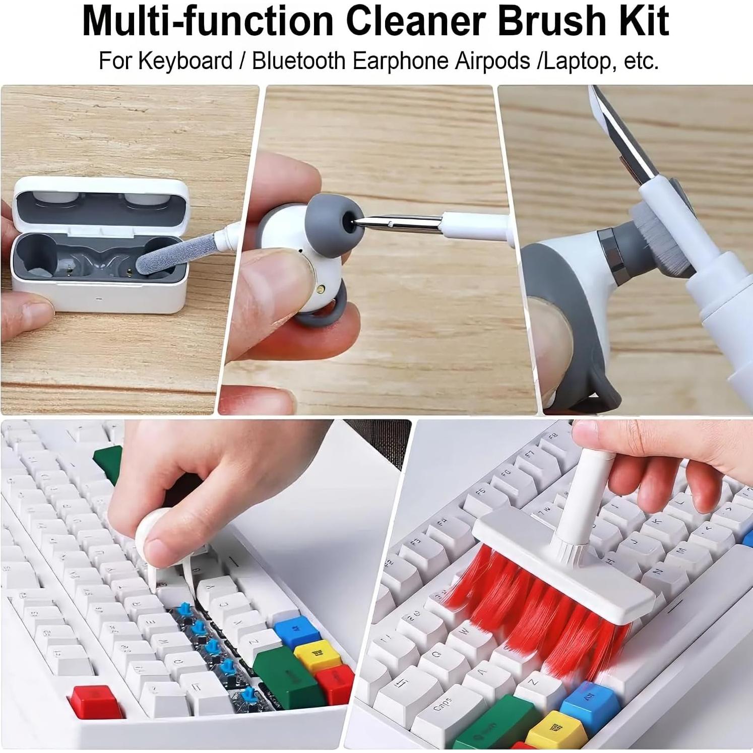 Keyboard Computer Cleaning Kit Brush with Keycaps for Keyboard Cleaner Laptop PC, 5 in 1 Cleaners Multi-Function Electronics Clean Tool Multibrush Techbrush Soft Brush for Apple Airpod AirPods Earbud