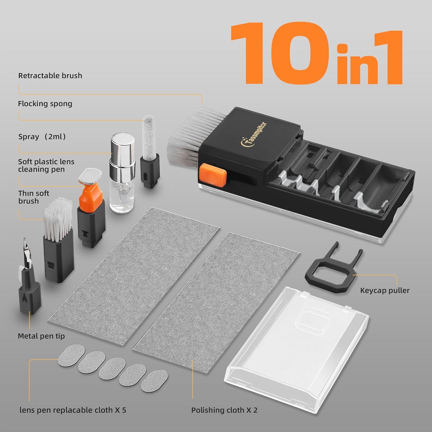 Kit de limpieza de teclado Tassmpitor 10 en 1 portátil negro