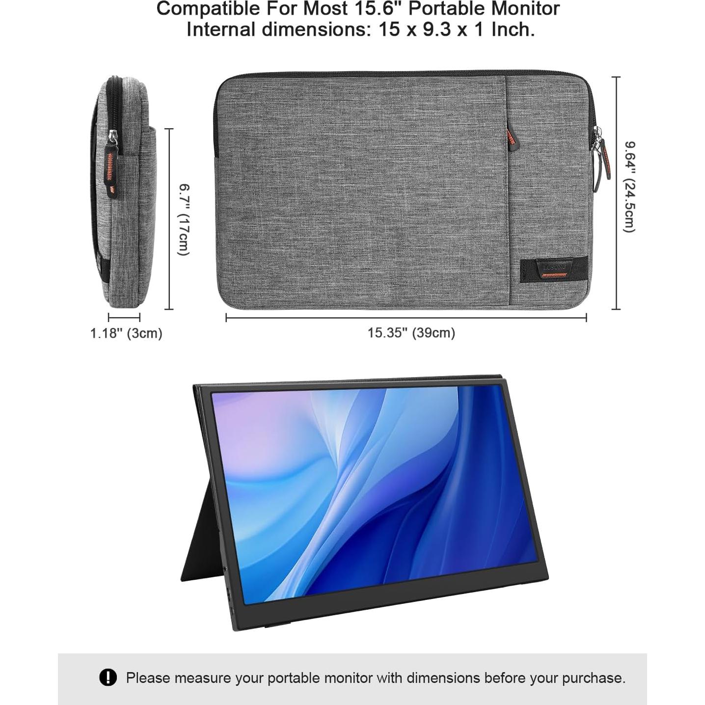 Funda para Monitor Portátil Losong 15.7" Acolchada Gris