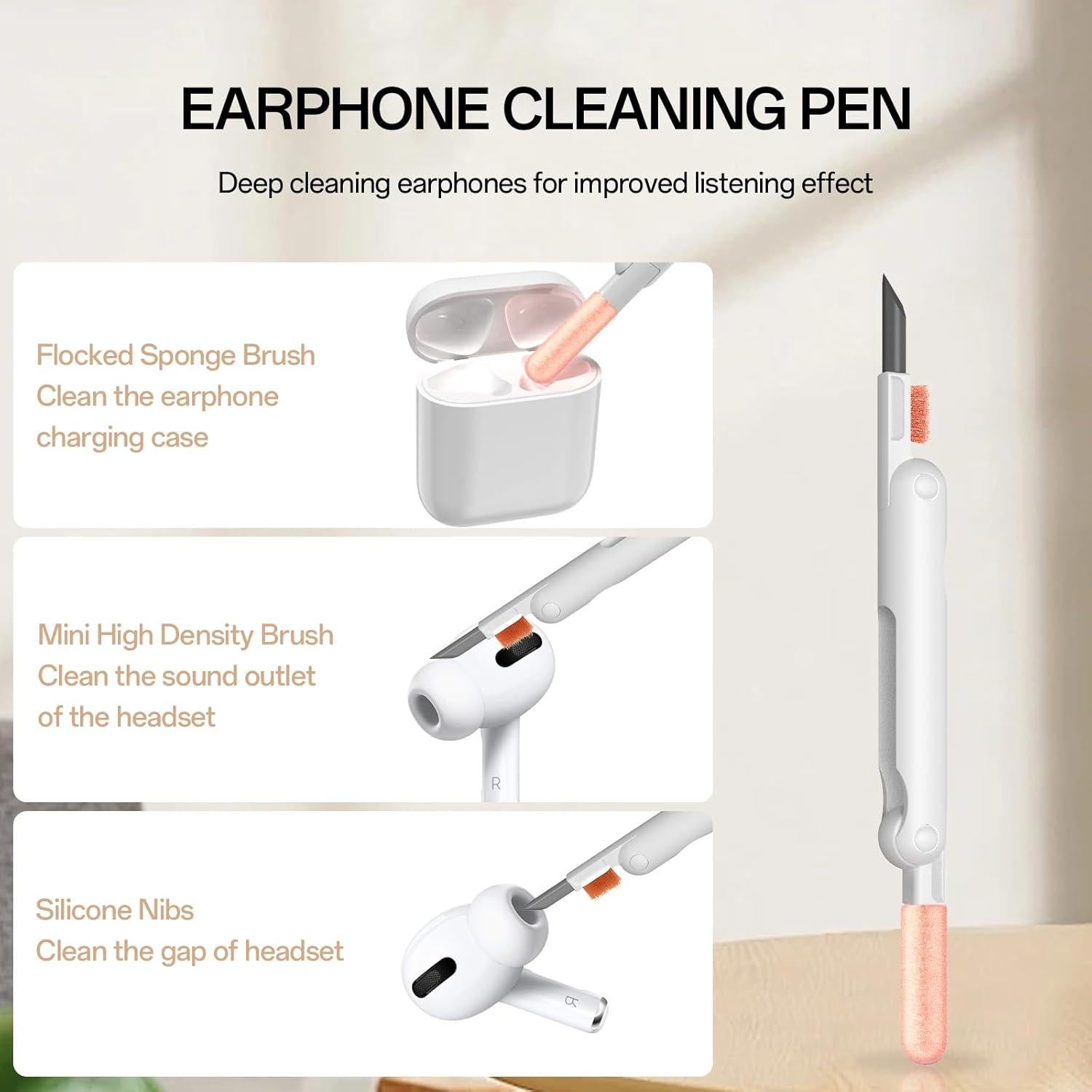 Walrfid Keyboard Cleaner, 12 in 1 Laptop Cleaning Kit for MacBook iPhone ipad AirPods, Multi-Function Electronics Cleaning Kit with Brush & Screen Cleaner Spray for Computer, PC, TV, Camera (Black)