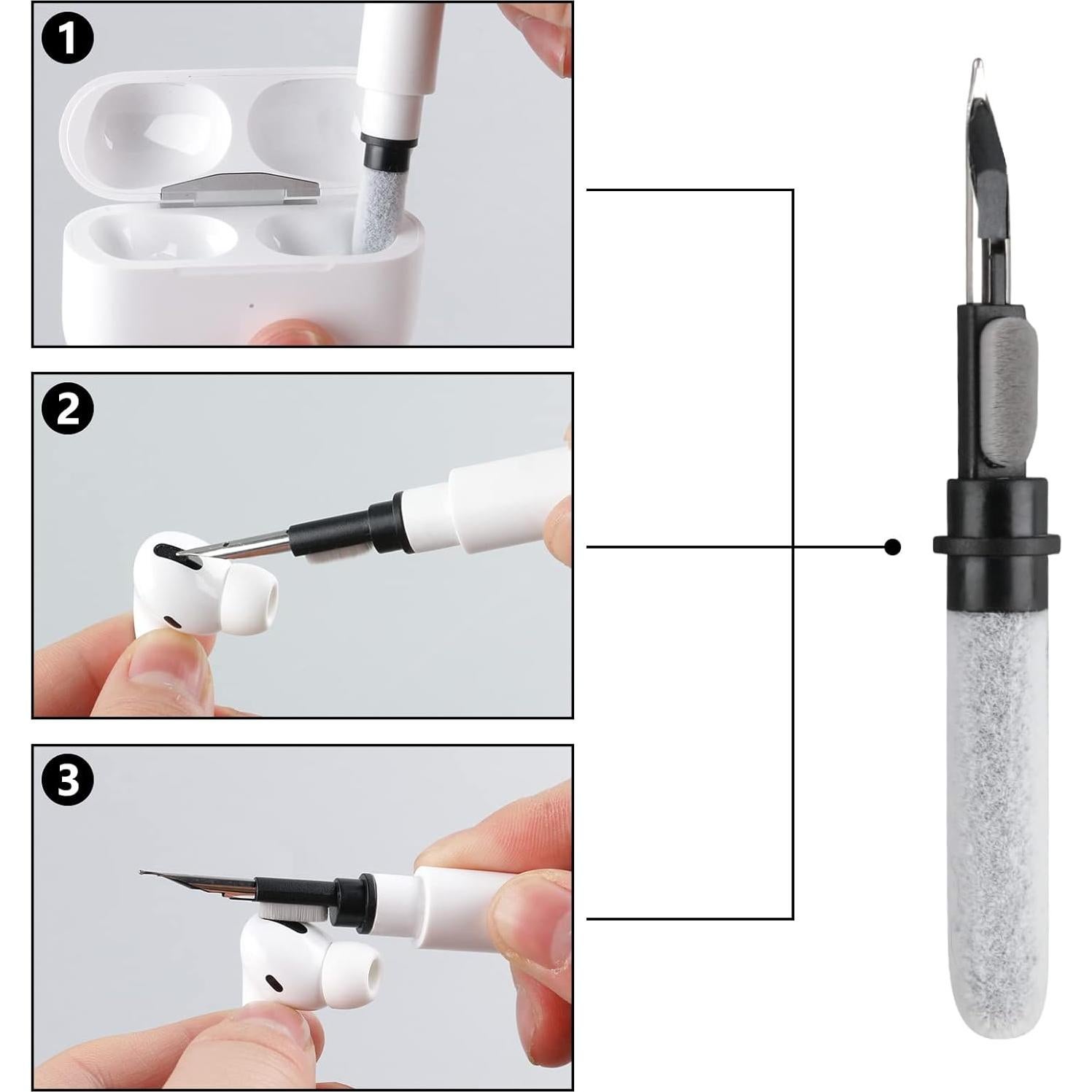 Soft Brush Keyboard Cleaner, Computer Cleaning Tool Kit, 7 in 1 Multipurpose Corner Slit Duster Keycap Puller and Soft Microfiber Brush for Bluetooth Headset Lego Airpods Laptop Camera Lens (Black)