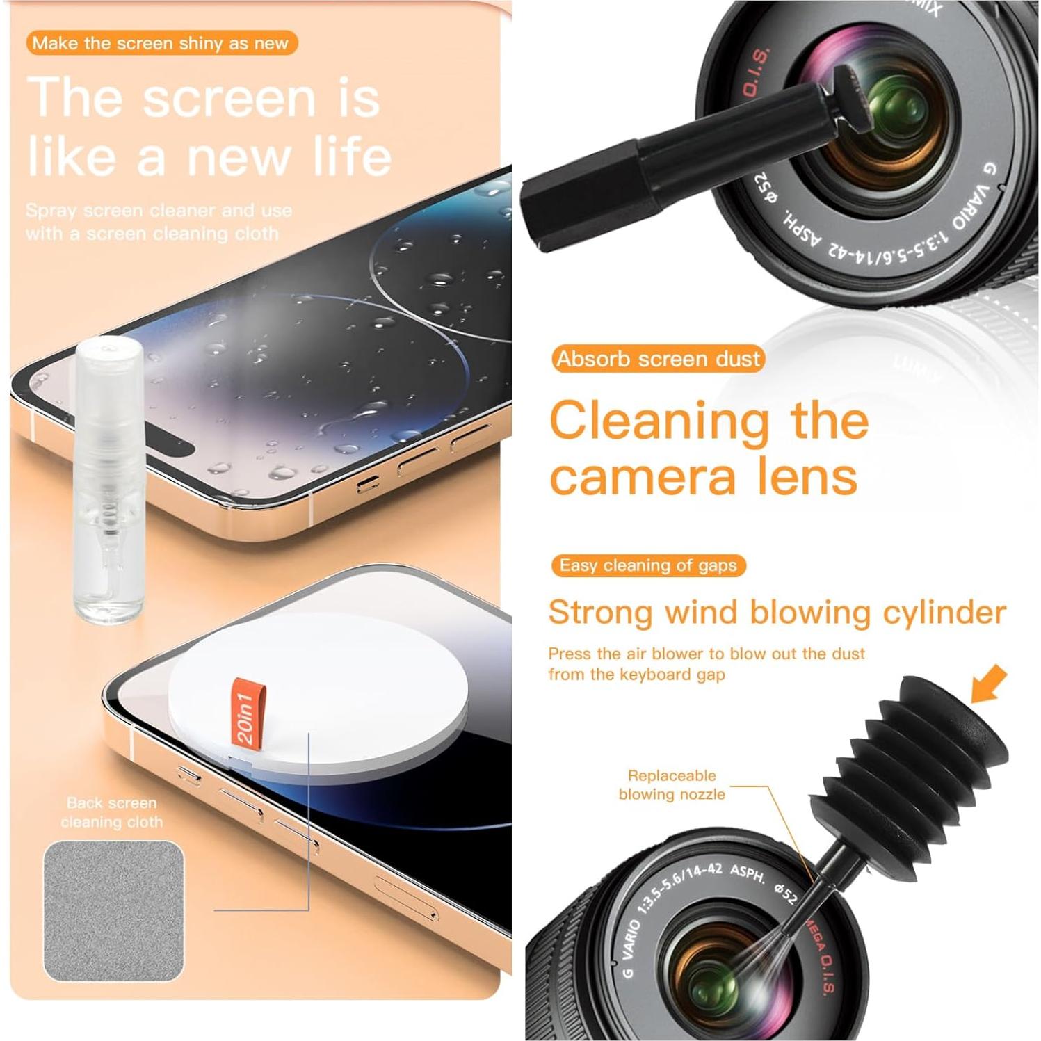 Kit de limpieza 20 en 1 para laptop y teléfono LBSC Negro