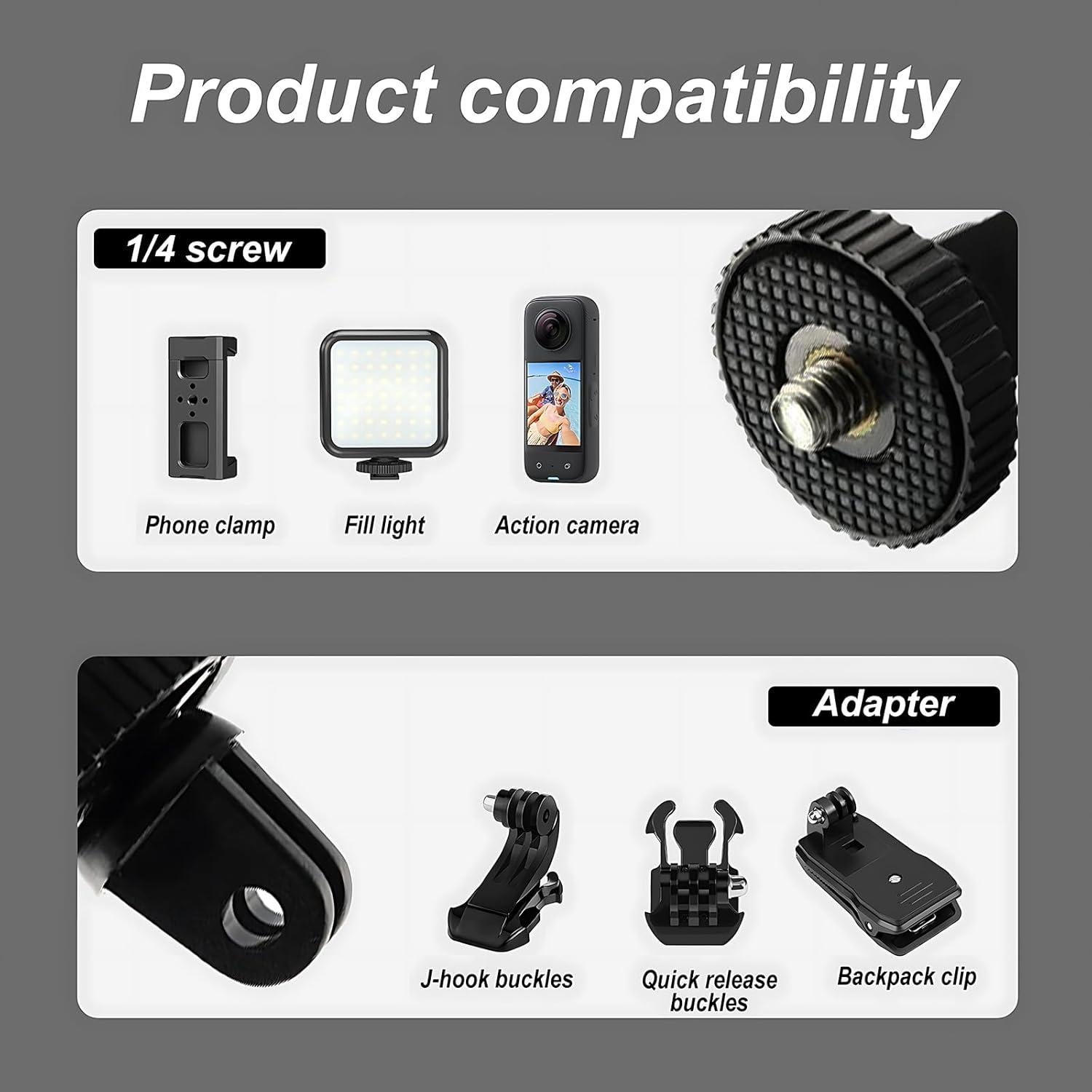 Camera Tripod Mount for Gopro Adapter Accessory, 4Pcs 1/4-20 Screw Conversion Adapter for GoPro Hero12, Insta360 ONE Ace Pro X3 X2 X RS R Go 3, DJI OSMO and Other Action Cameras