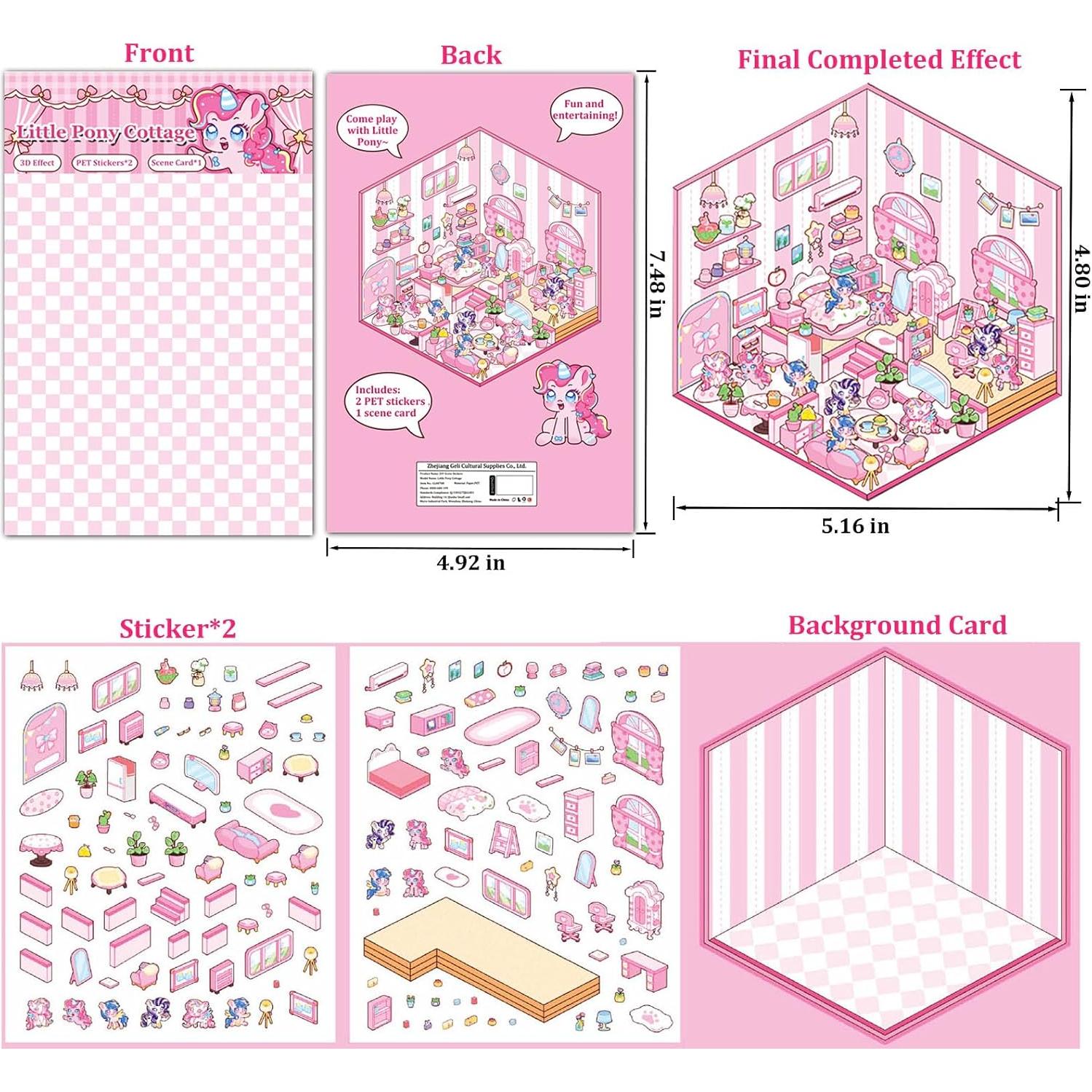 Kit de Stickers 3D Xuoent para Crear Escenas Miniatura - 6 Sets