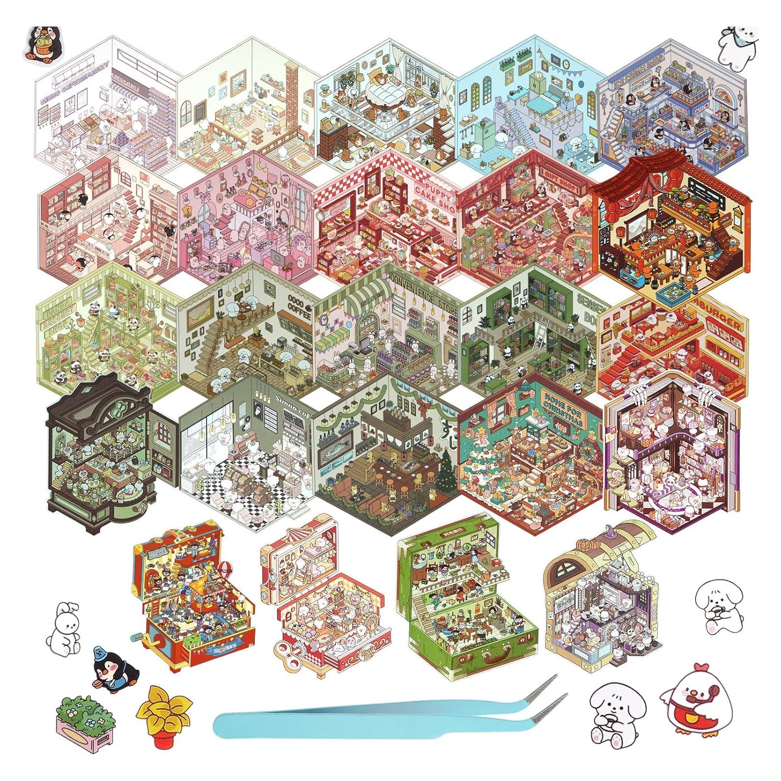 Pegatinas 3D DIY BEAUTIFABLE - 24 Piezas Caricaturas Multicolor