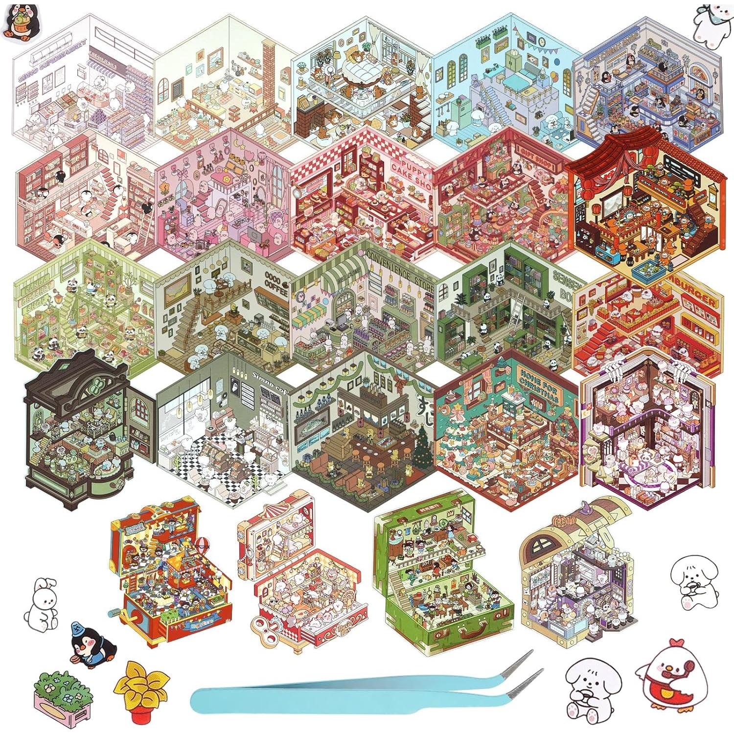 Pegatinas 3D DIY BEAUTIFABLE - 24 Piezas Caricaturas Multicolor