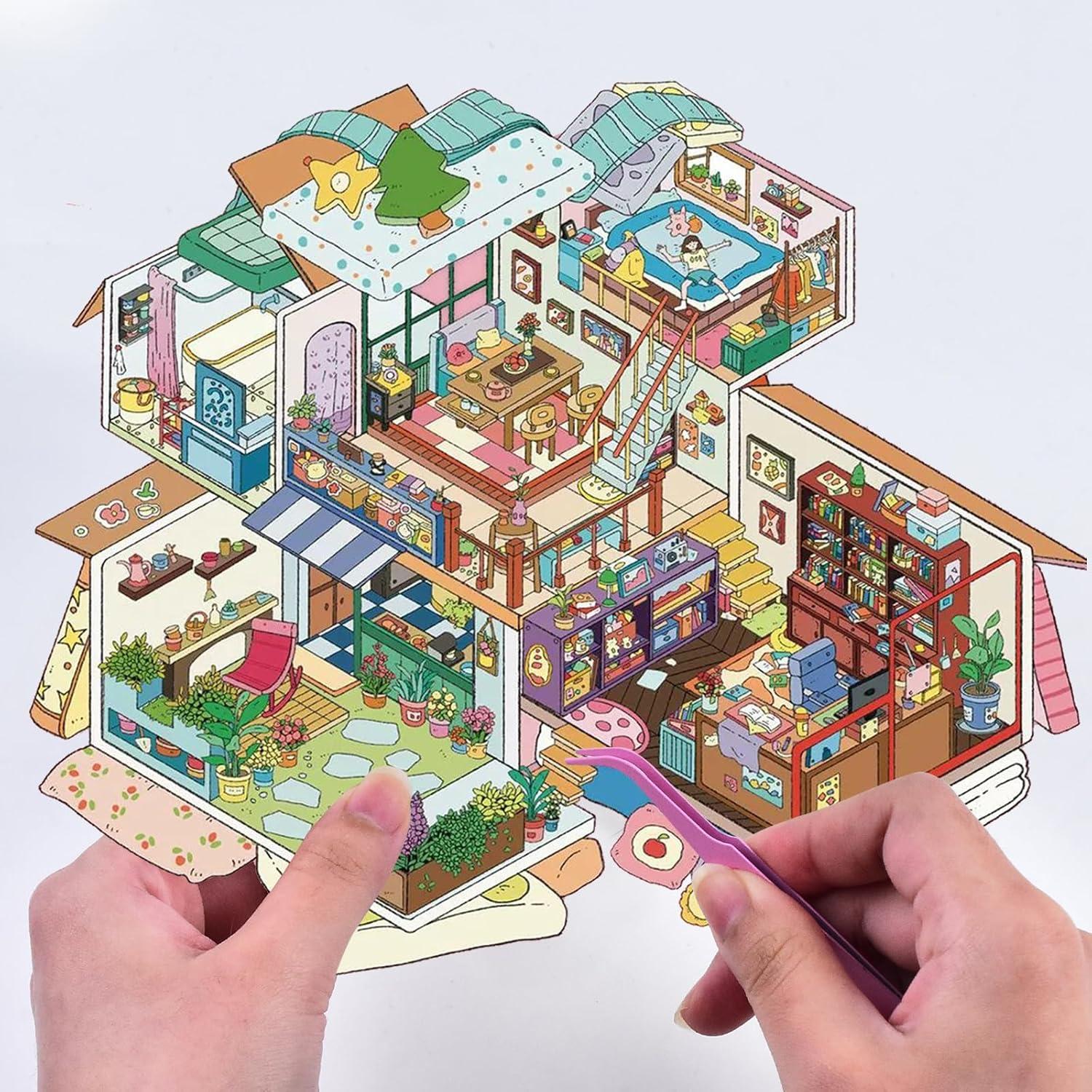 Juegos de Pegatinas 3D Miniatura HOMICO - Crea Tu Casa