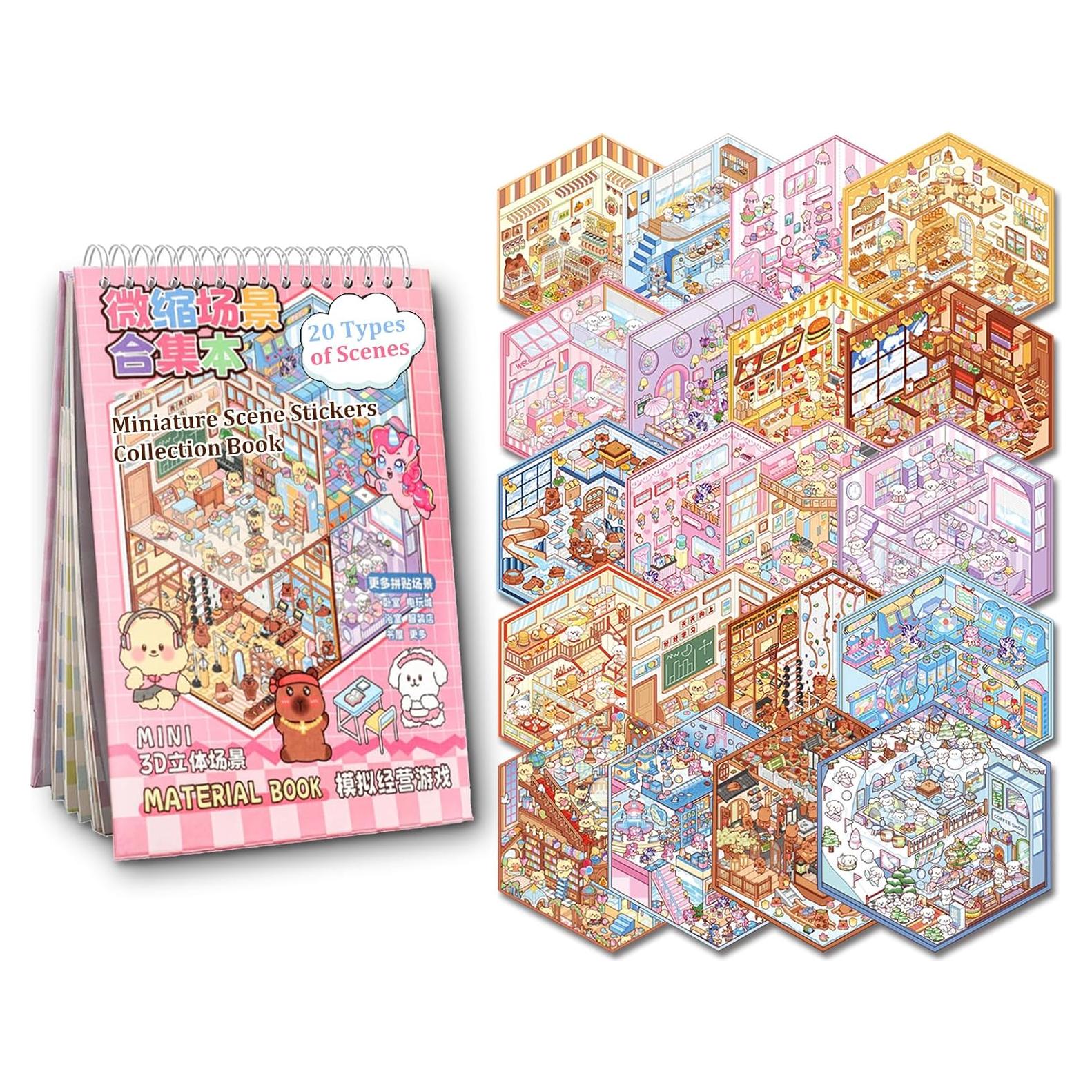 Libro de Pegatinas 3D Xuoent para Niños y Adultos - 20 Escenas