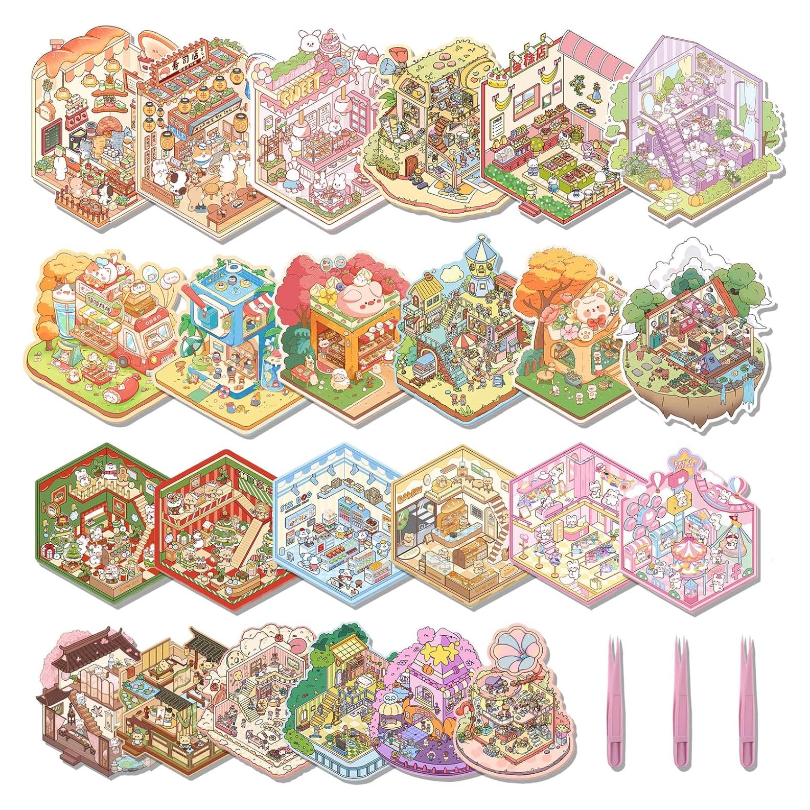 24 Sets de Pegatinas 3D DIY Aifong para Alivio de Estrés