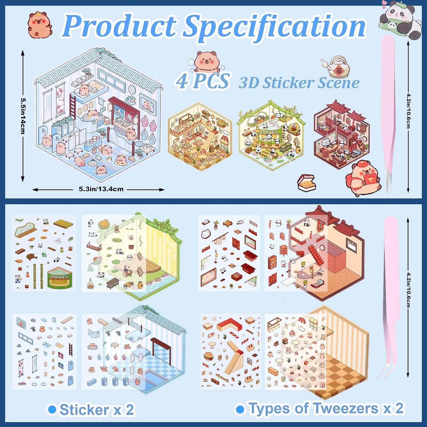 Pegatinas 3D DIY XANGNIER - 4 Conjuntos Creativos para Todas las Edades