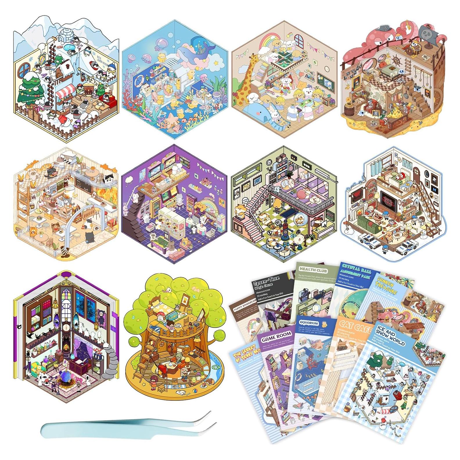 Set de 10 Stickers 3D Coostiksy para DIY y Decoración