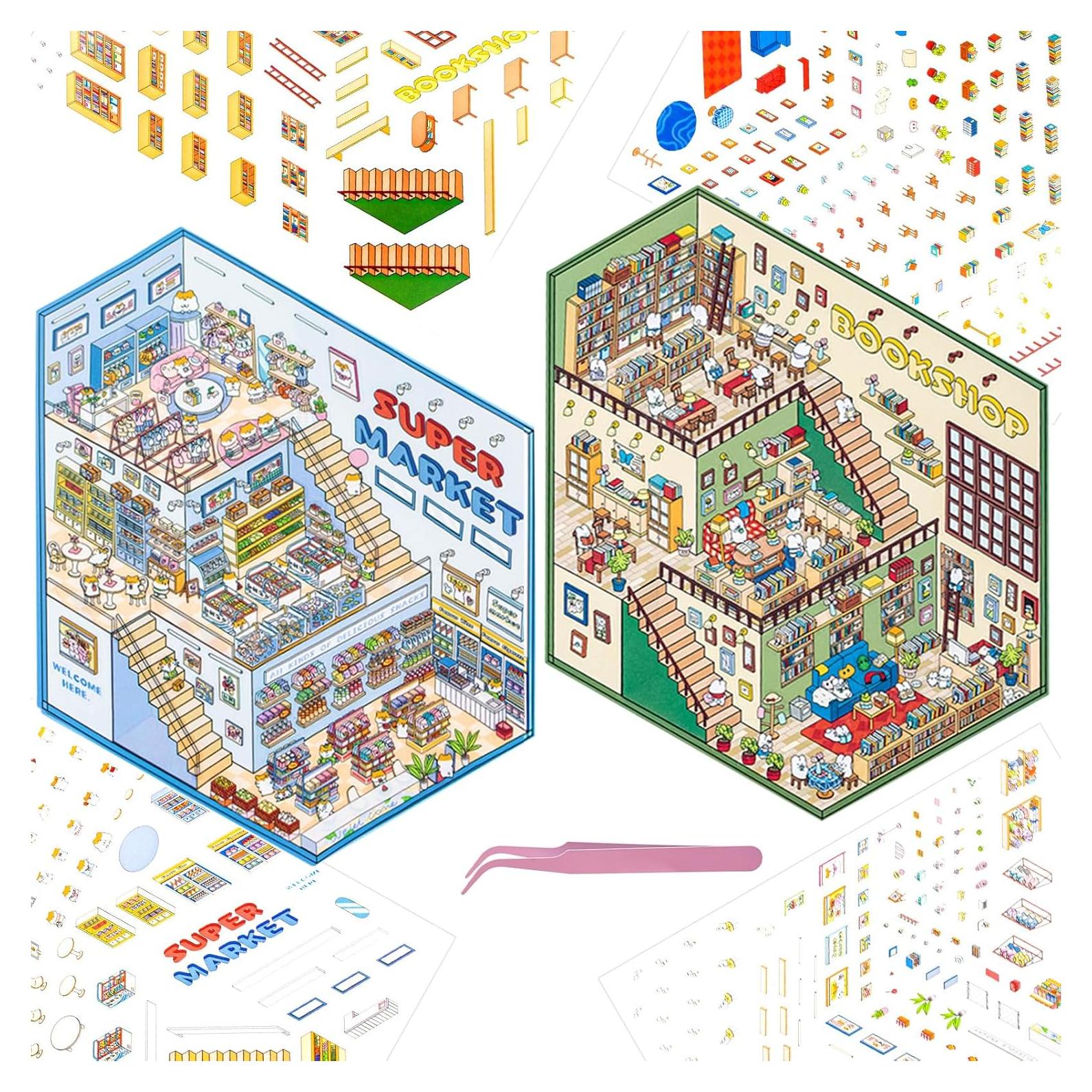 HOMICO Stickers 3D Grandes DIY Casa Supermercado Librería