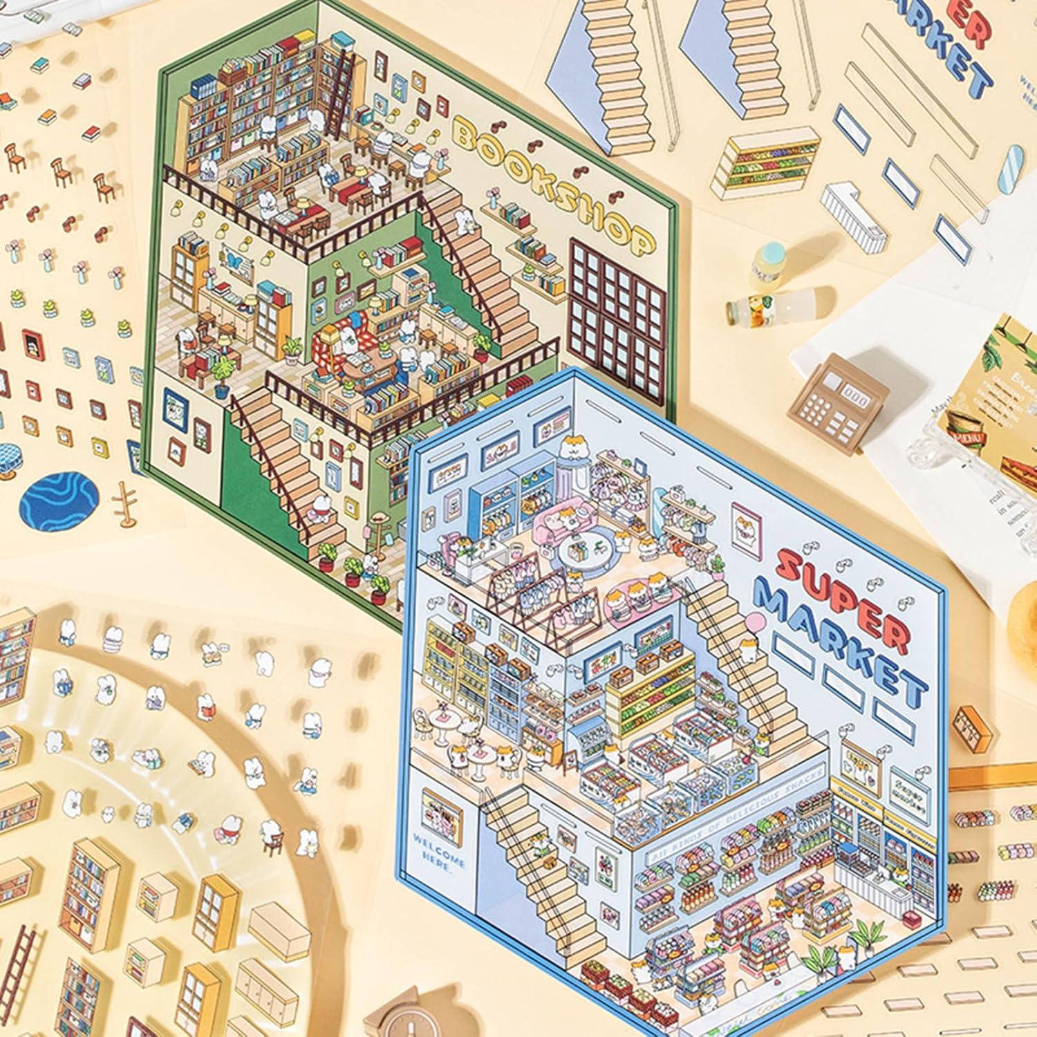 HOMICO Stickers 3D Grandes DIY Casa Supermercado Librería