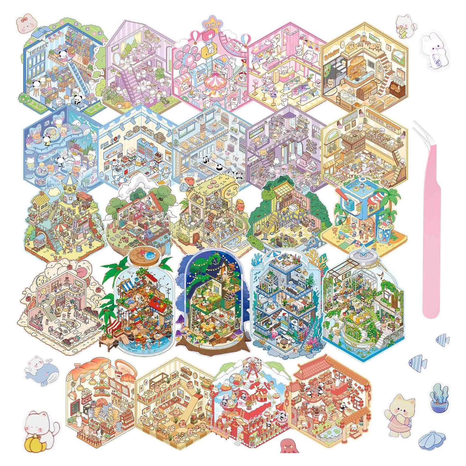 Pegatinas 3D DIY FUVLIFE - 24 Temas para Aliviar Estrés