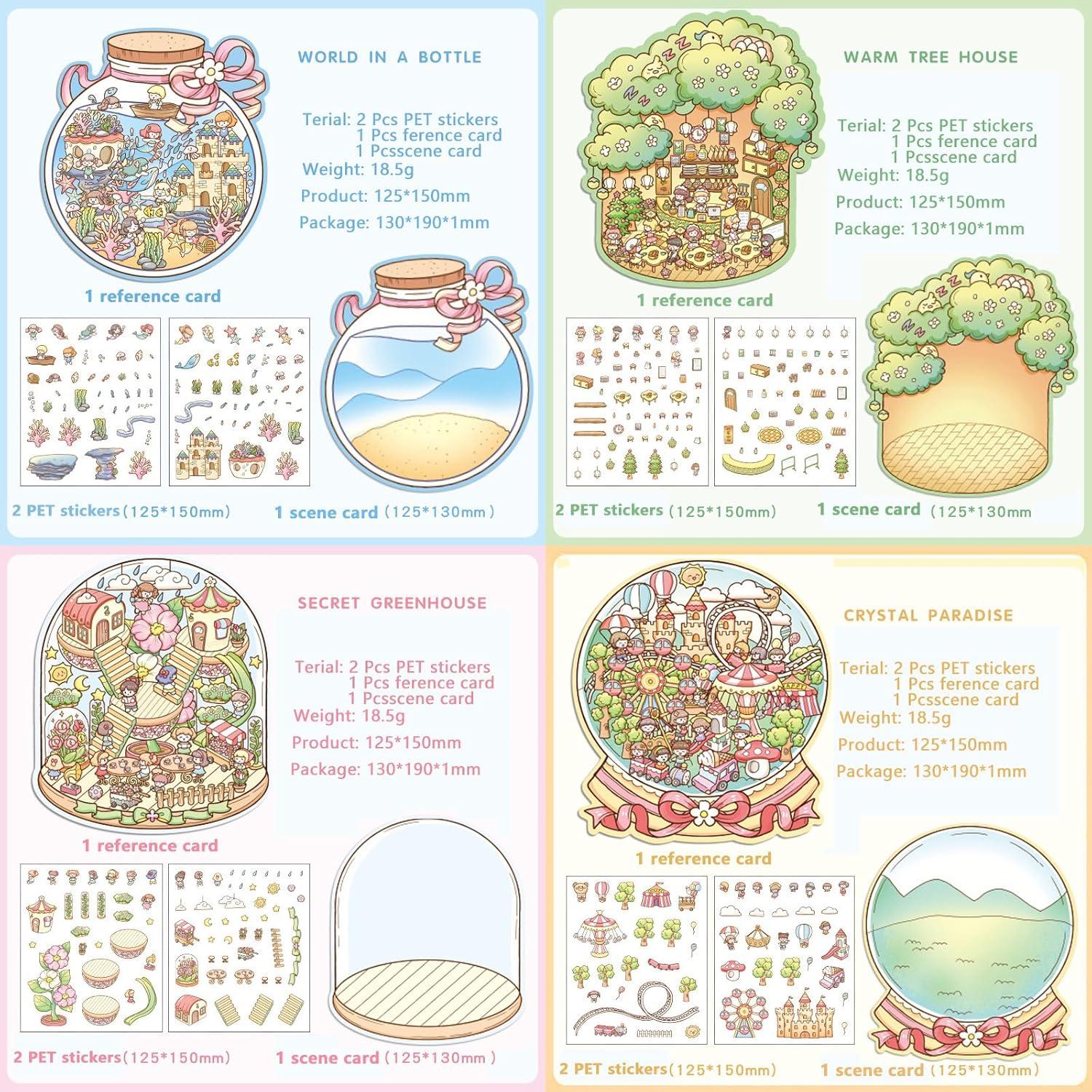 Calcomanías 3D DIY Qiyeeloo - 8 Sets Reutilizables para Manualidades