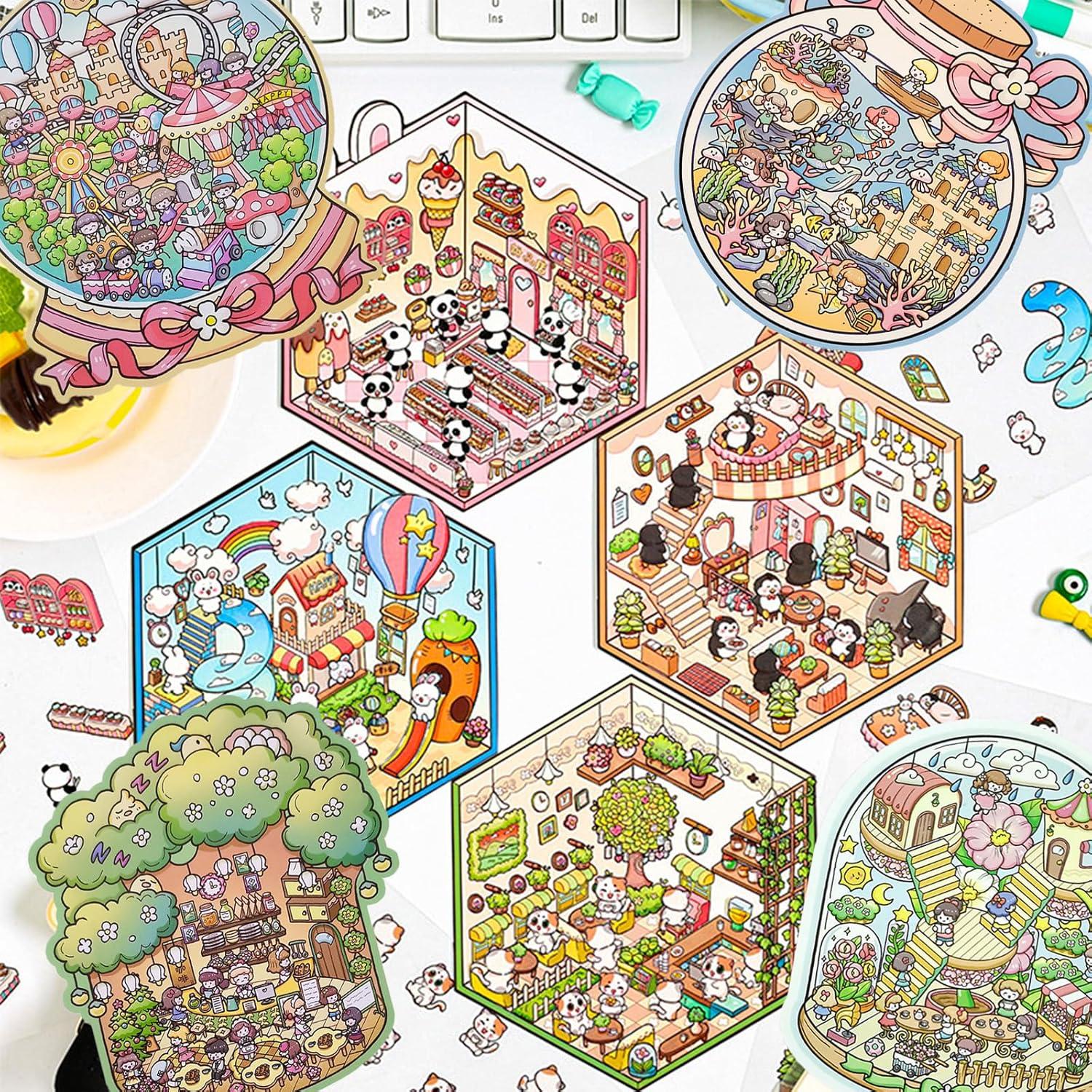 Calcomanías 3D DIY Qiyeeloo - 8 Sets Reutilizables para Manualidades