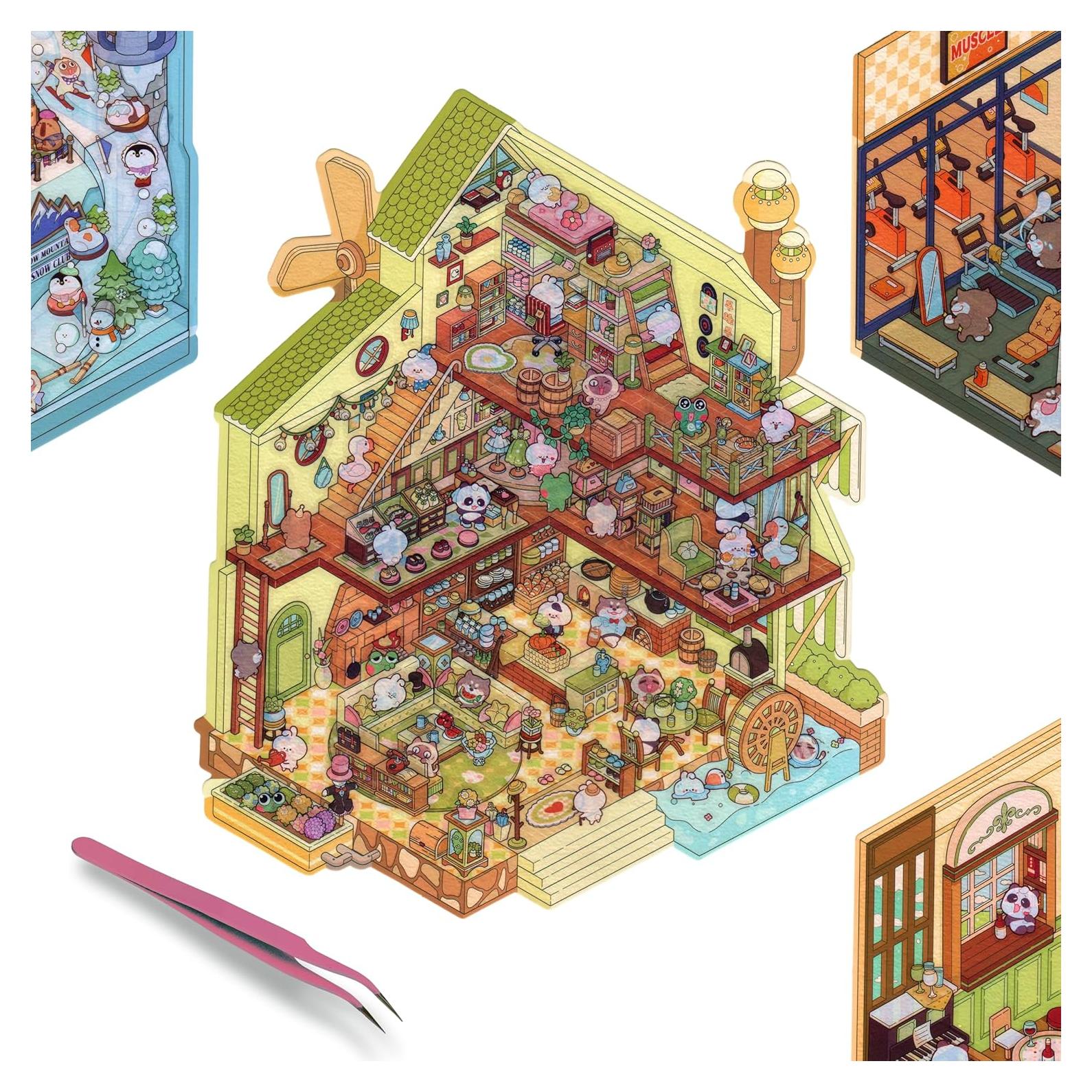 Kit de Stickers 3D Isométricos Genérica - 4 Escenas DIY