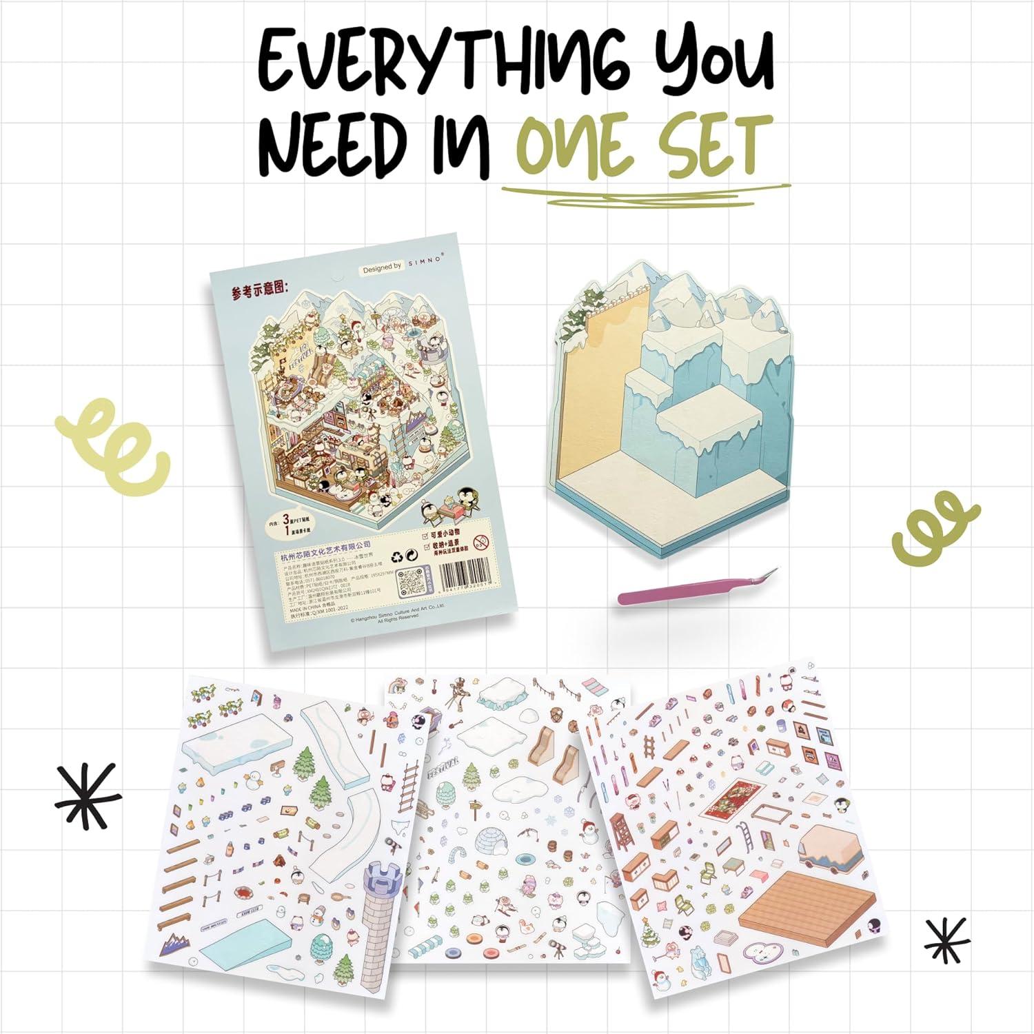 Kit de Stickers 3D Isométricos Genérica - 4 Escenas DIY