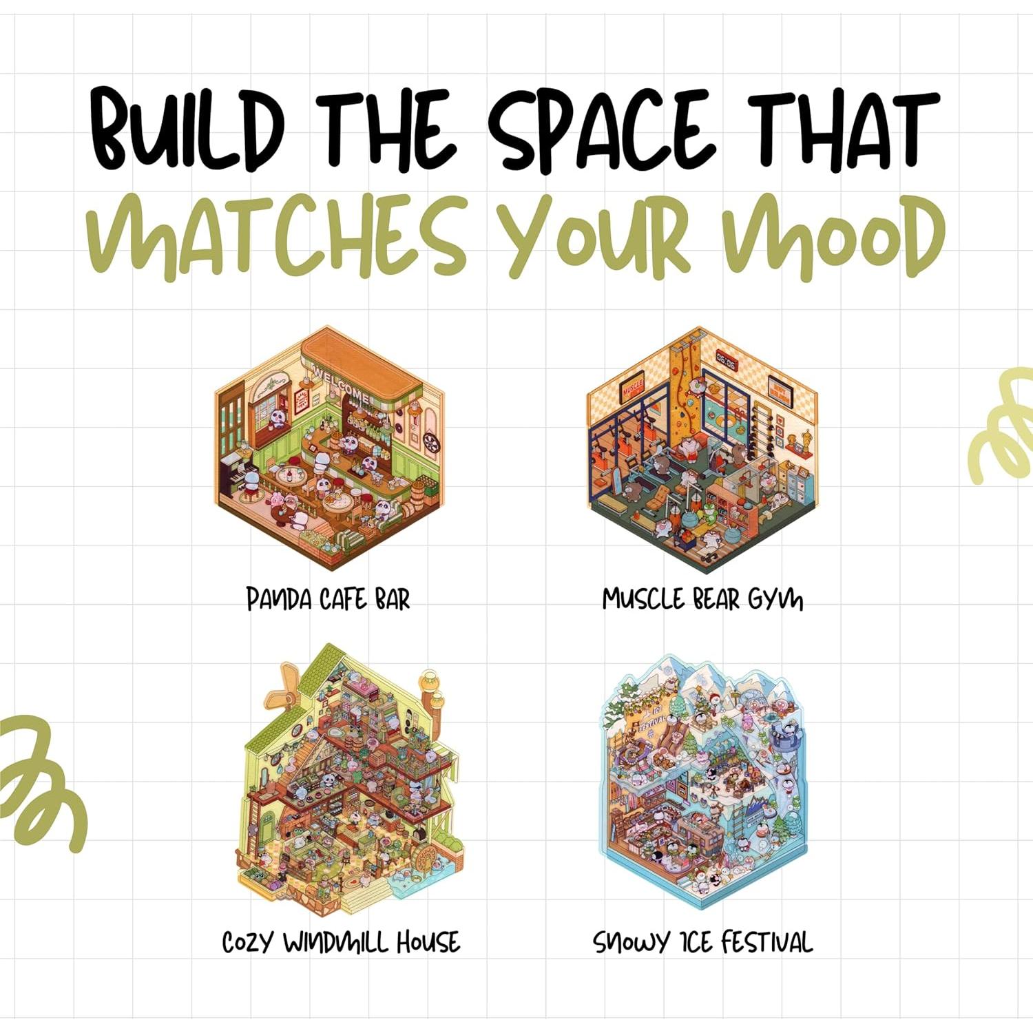 Kit de Stickers 3D Isométricos Genérica - 4 Escenas DIY