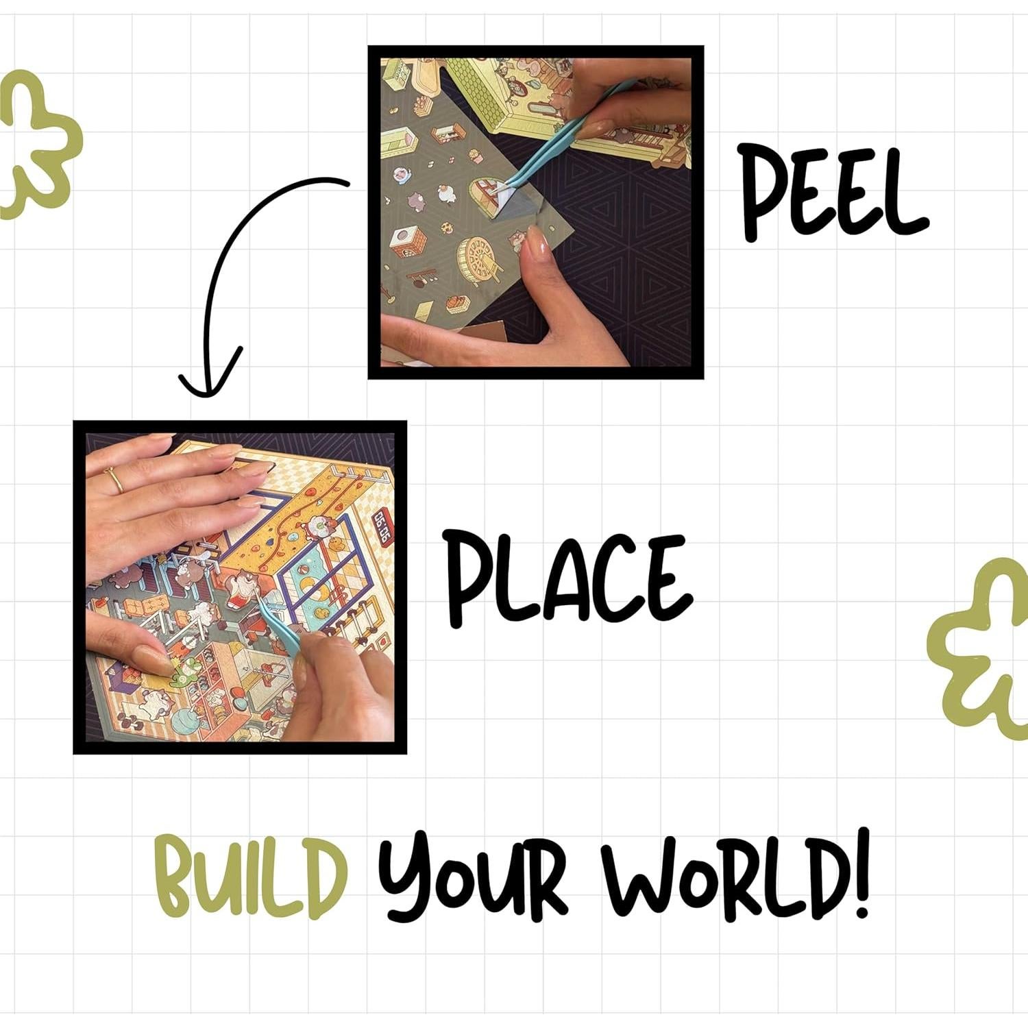 Kit de Stickers 3D Isométricos Genérica - 4 Escenas DIY