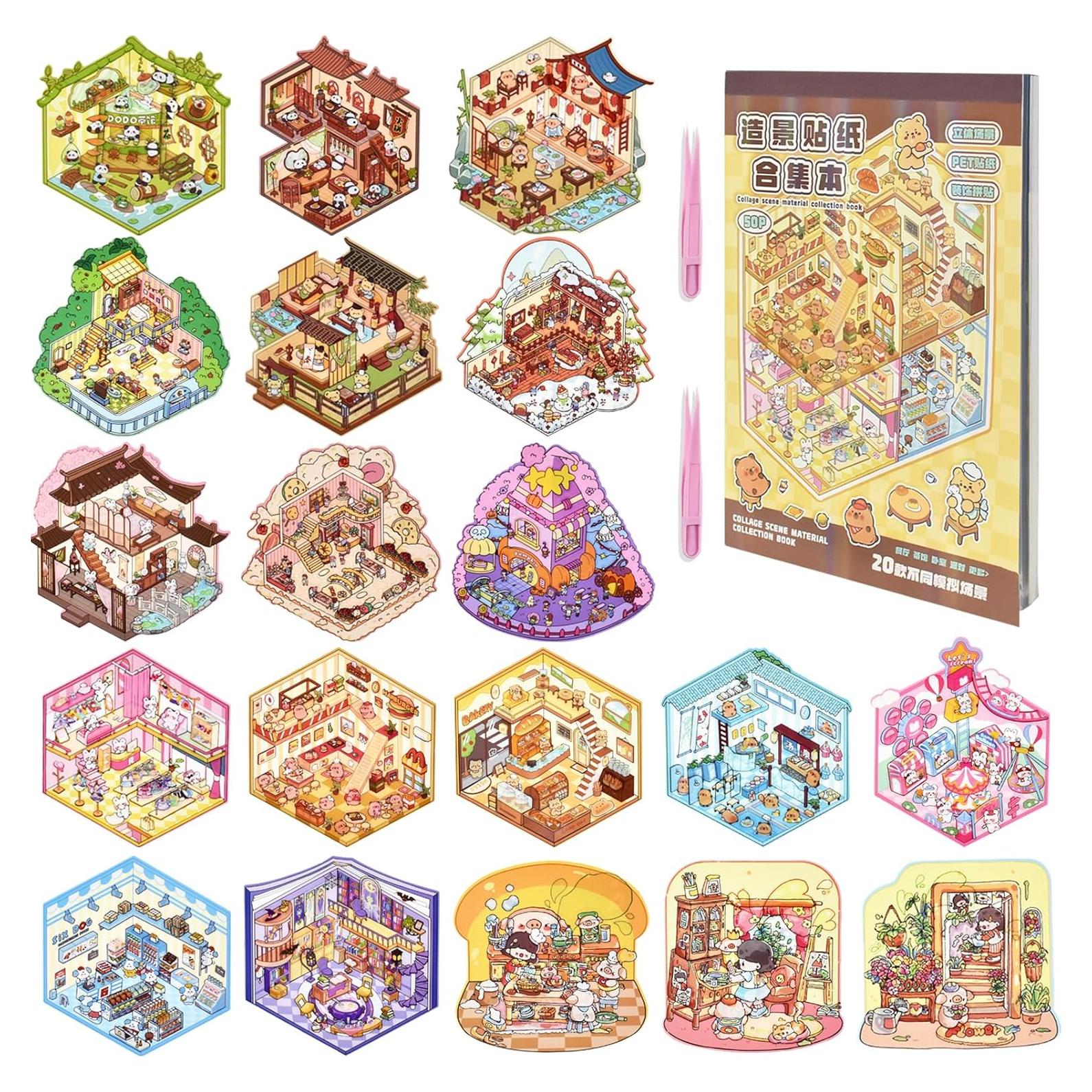 Libro de Pegatinas 3D DIY GUBEARE - 20 Escenas Creativas