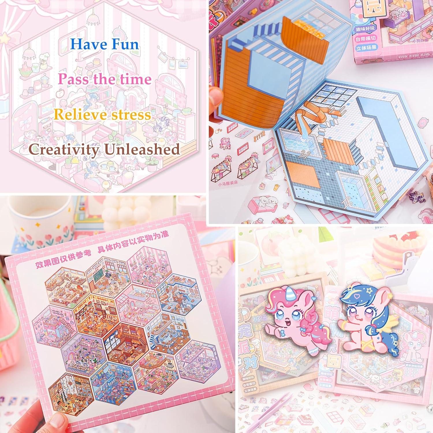 Libro de Pegatinas 3D Reutilizables Xuoent - 14 Escenas