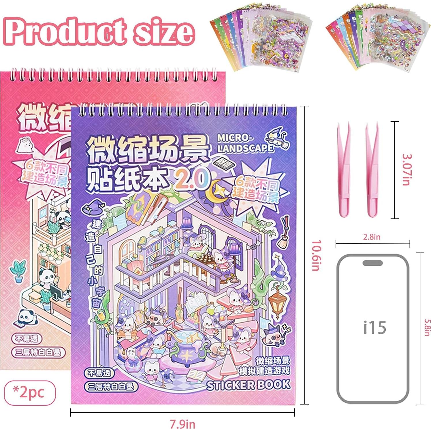 2 Libros de Stickers 3D Aifong para Aliviar Estrés - 12 Escenas