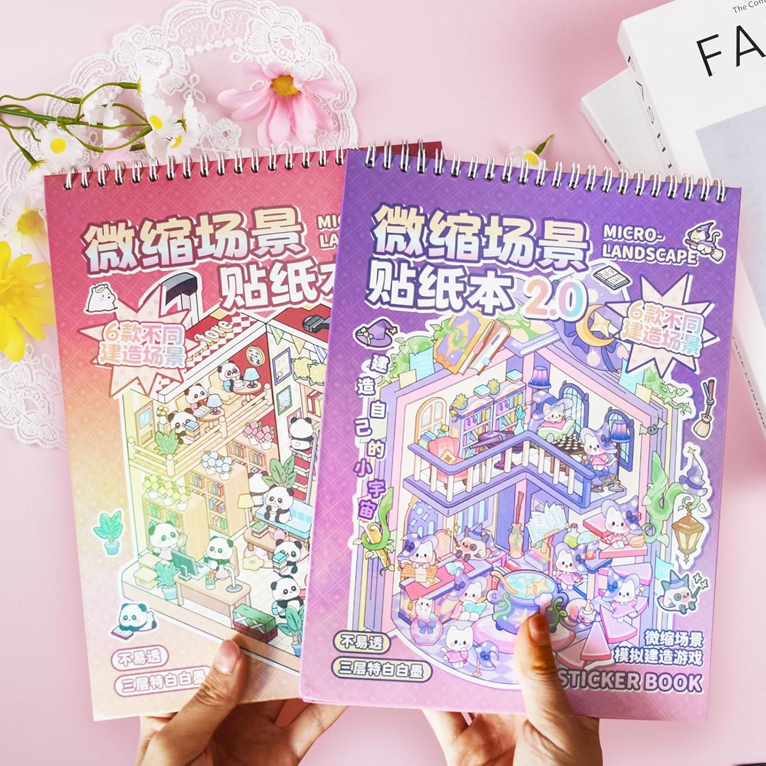 2 Libros de Stickers 3D Aifong para Aliviar Estrés - 12 Escenas