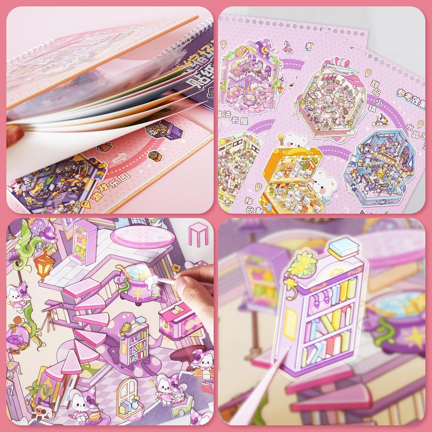 2 Libros de Stickers 3D Aifong para Aliviar Estrés - 12 Escenas