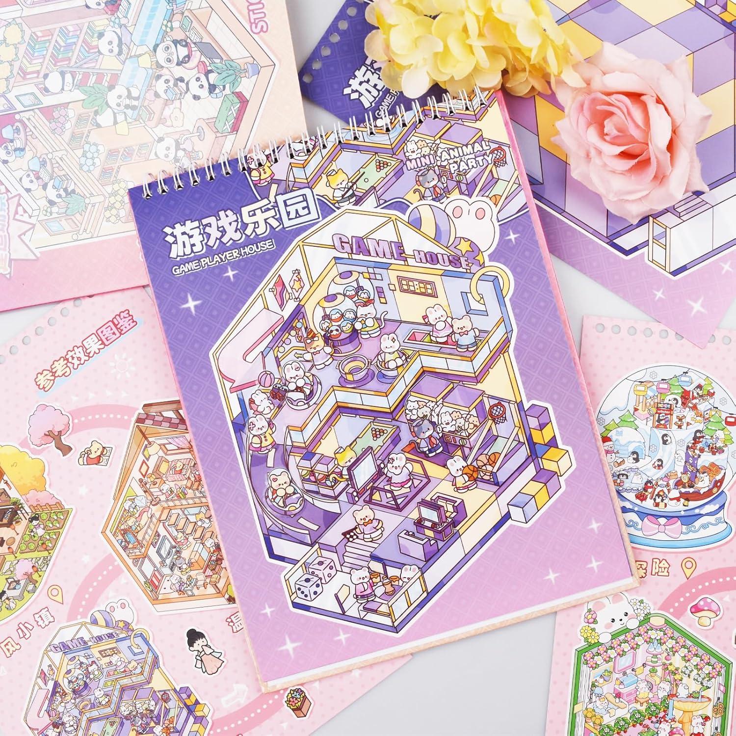 2 Libros de Stickers 3D Aifong para Aliviar Estrés - 12 Escenas