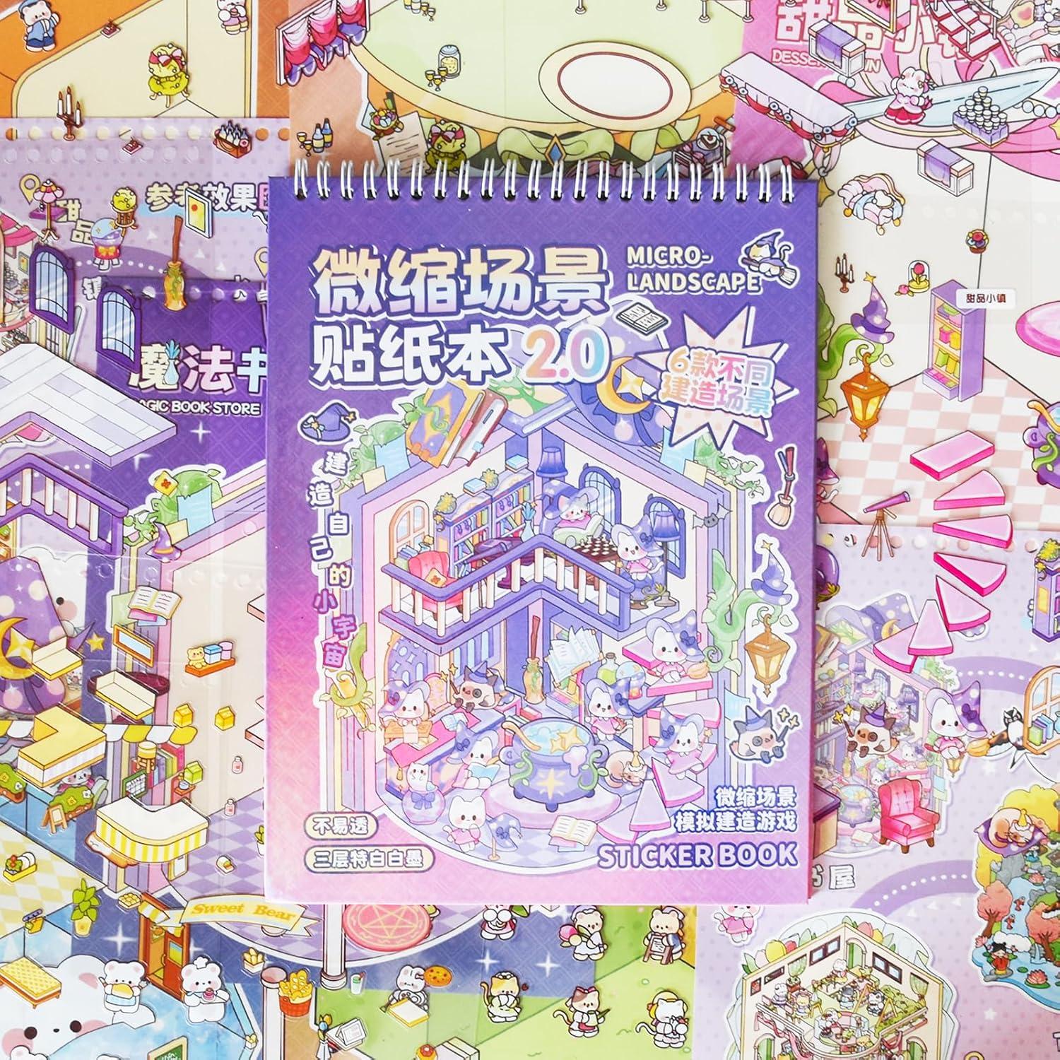 2 Libros de Stickers 3D Aifong para Aliviar Estrés - 12 Escenas