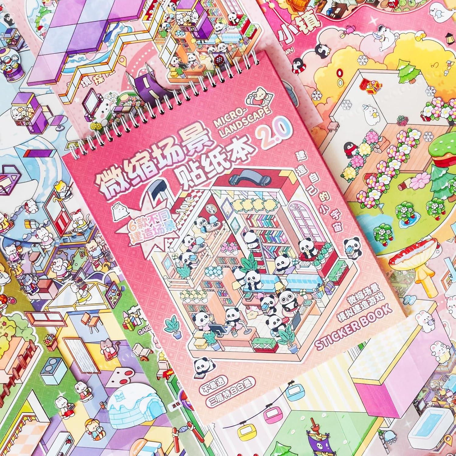 2 Libros de Stickers 3D Aifong para Aliviar Estrés - 12 Escenas