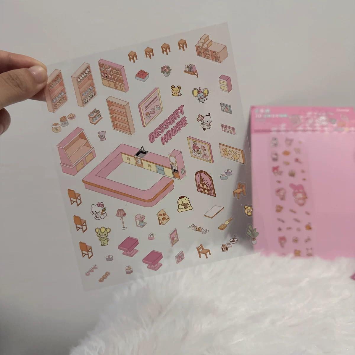 Kit de Stickers 3D DIY White + Sable - Set de 4 Escenas Creativas