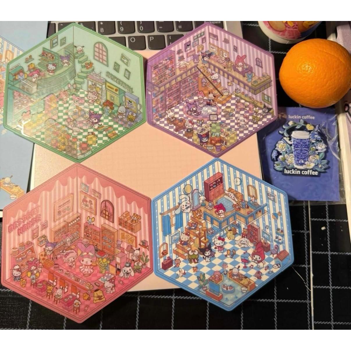 Kit de Stickers 3D DIY White + Sable - Set de 4 Escenas Creativas