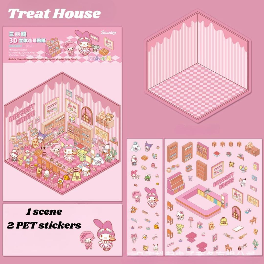 Kit de Stickers 3D DIY White + Sable - Set de 4 Escenas Creativas