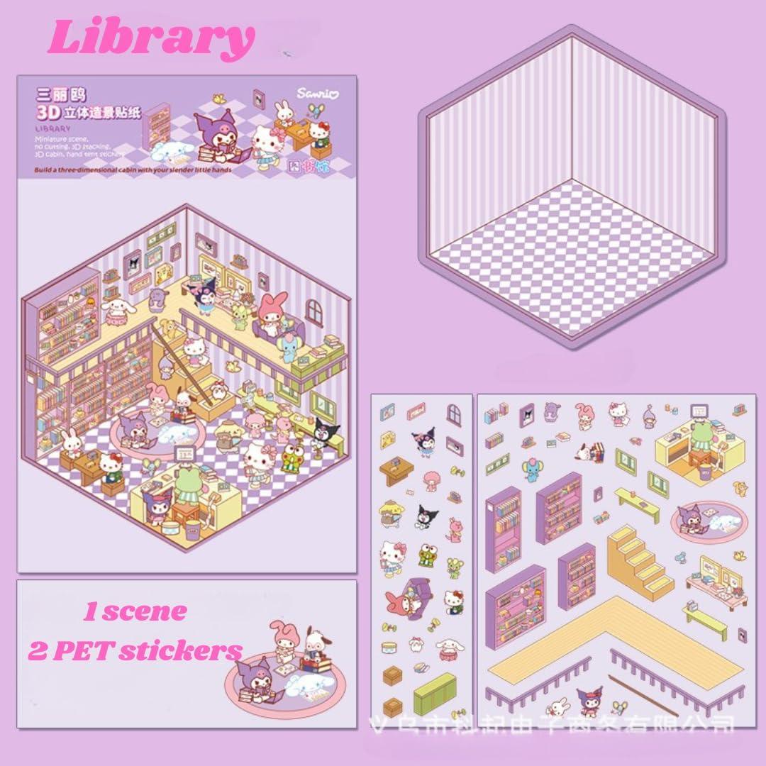 Kit de Stickers 3D DIY White + Sable - Set de 4 Escenas Creativas