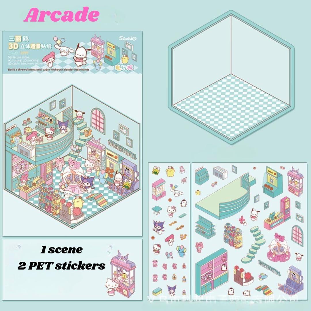 Kit de Stickers 3D DIY White + Sable - Set de 4 Escenas Creativas
