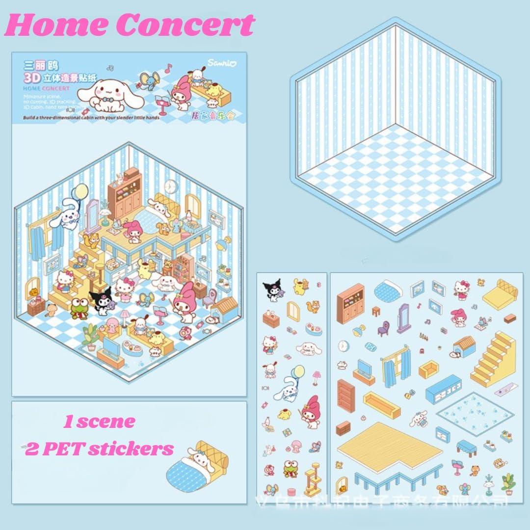 Kit de Stickers 3D DIY White + Sable - Set de 4 Escenas Creativas