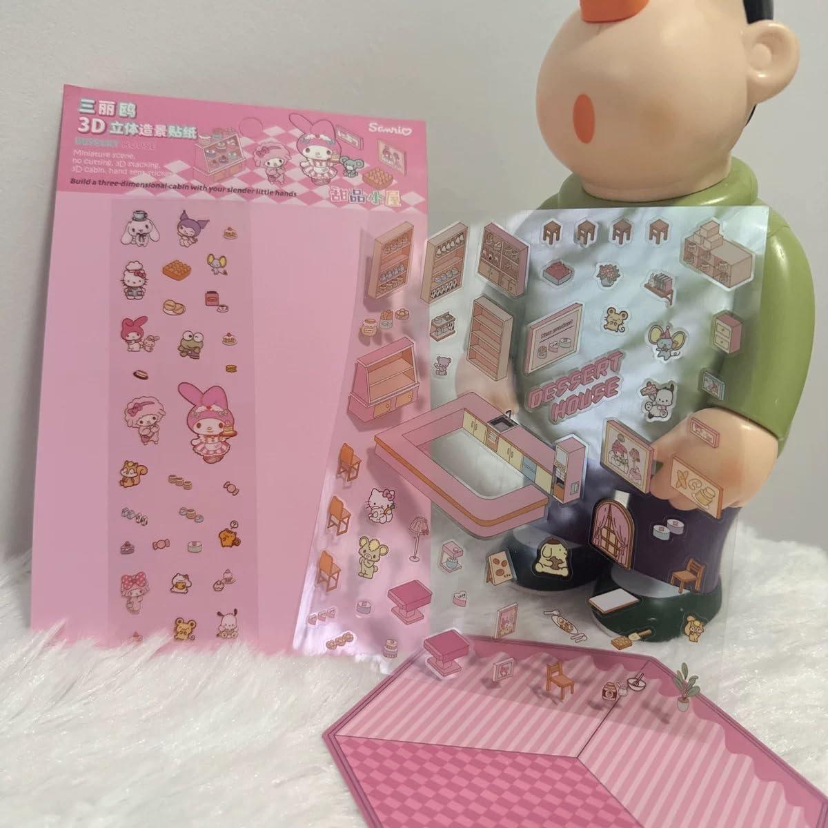 Kit de Stickers 3D DIY White + Sable - Set de 4 Escenas Creativas