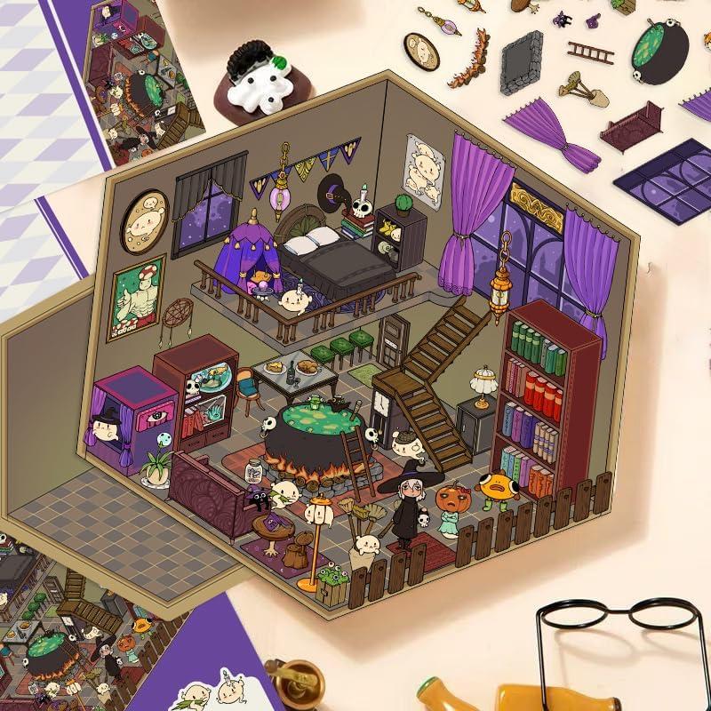 Set de 6 Hojas Stickers 3D YOKSAS - Escenas Miniatura Vintage