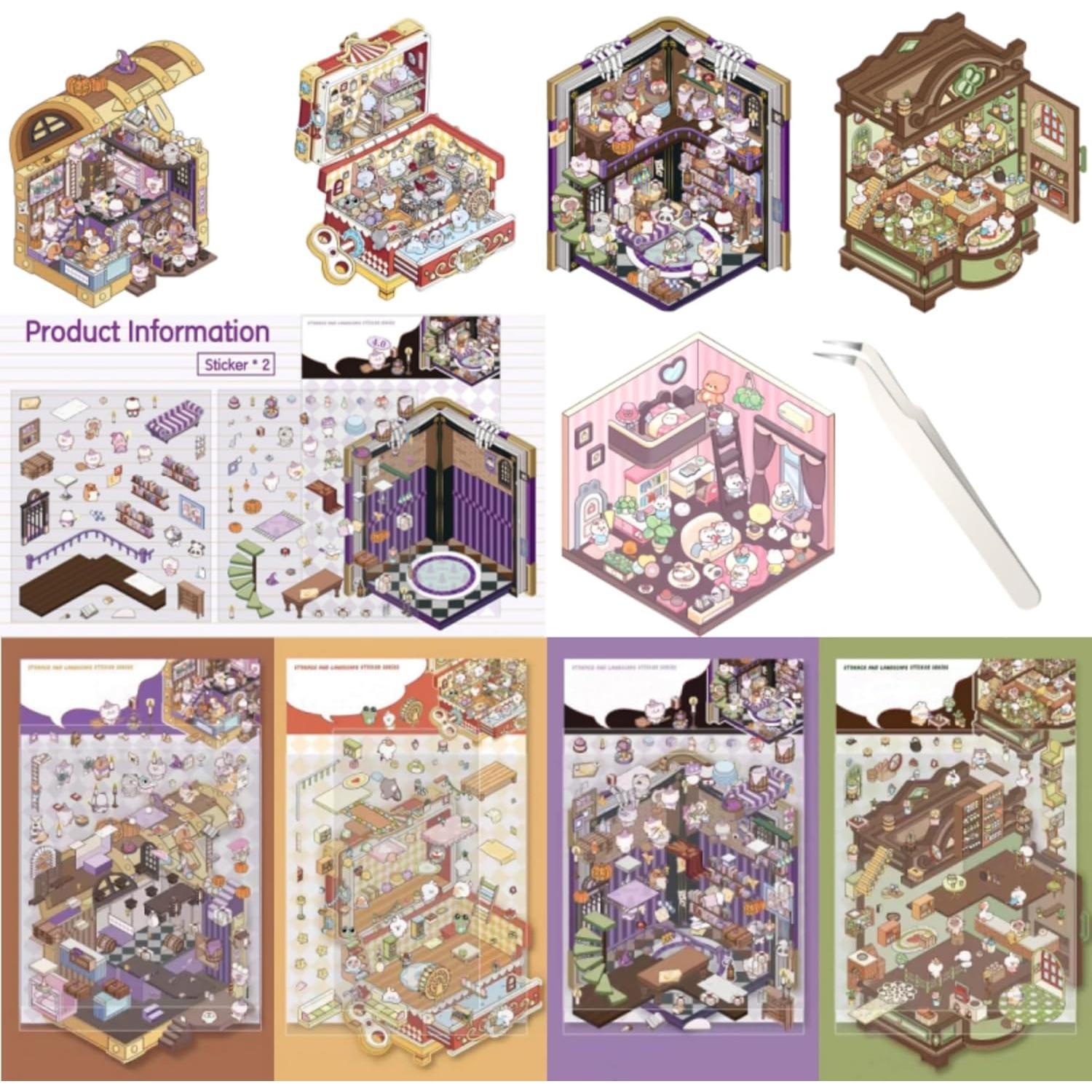 Pegatinas 3D DIY DSNJPZX - 5 Piezas Creativas para Escenas