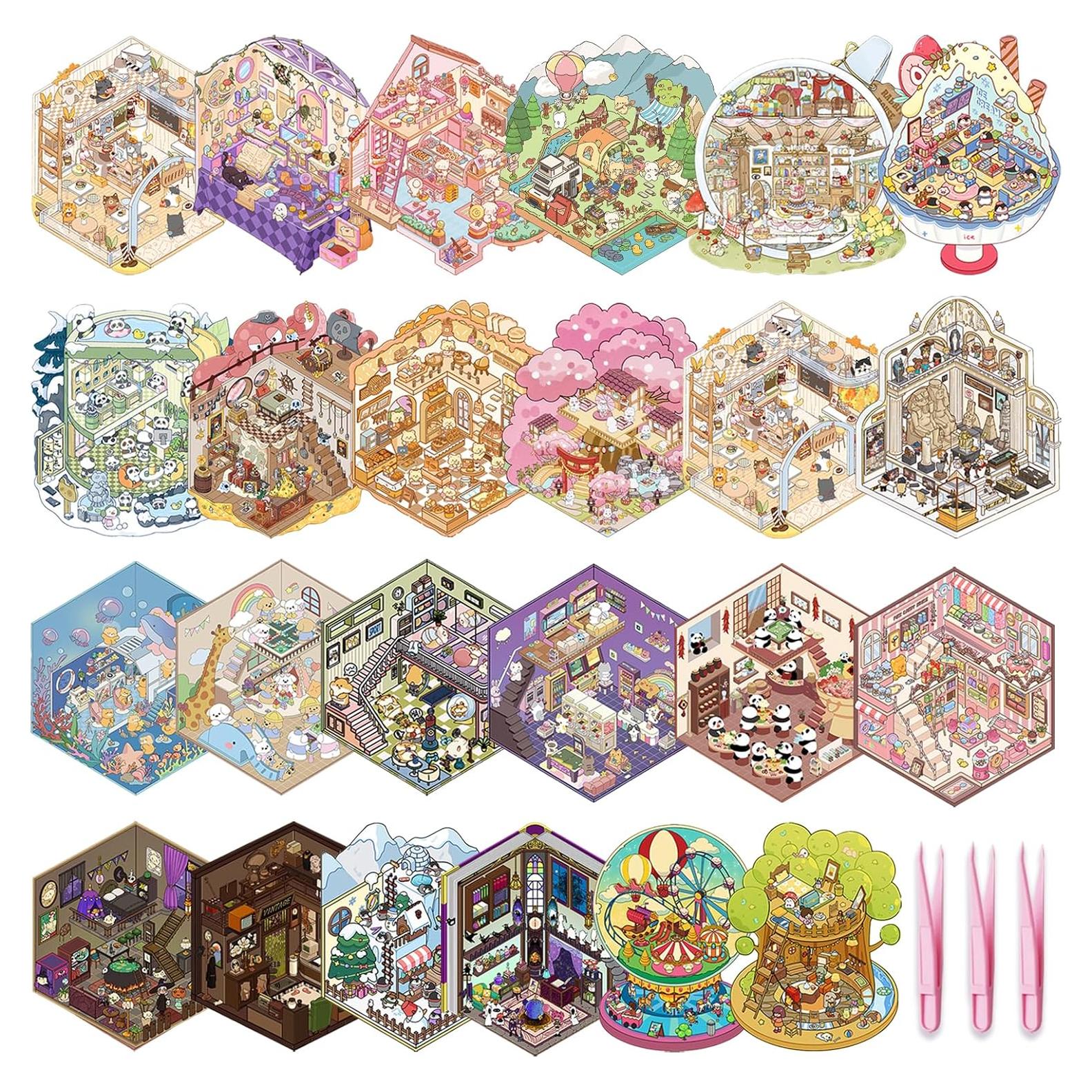 24 Conjuntos de Pegatinas 3D DAPUTOU para Manualidades y Terapia