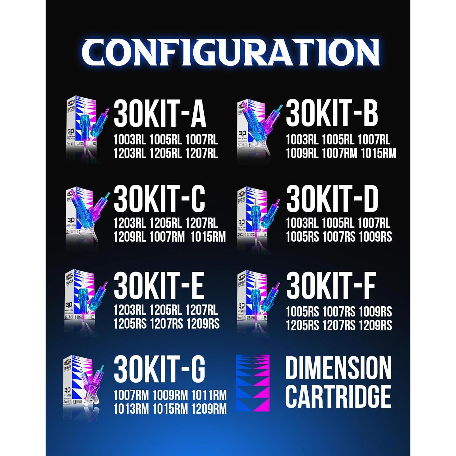 Agujas de Cartucho de Tatuaje CNC 30pcs Variadas Liner 3RL 5RL 7RL