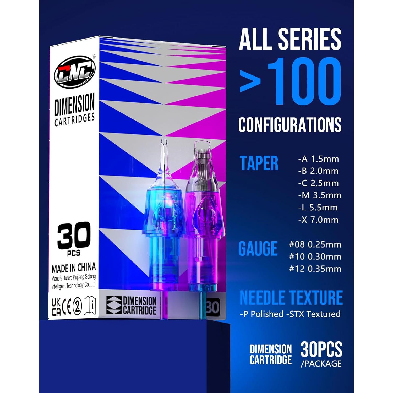 Agujas de Cartucho de Tatuaje CNC 30pcs Variadas Liner 3RL 5RL 7RL