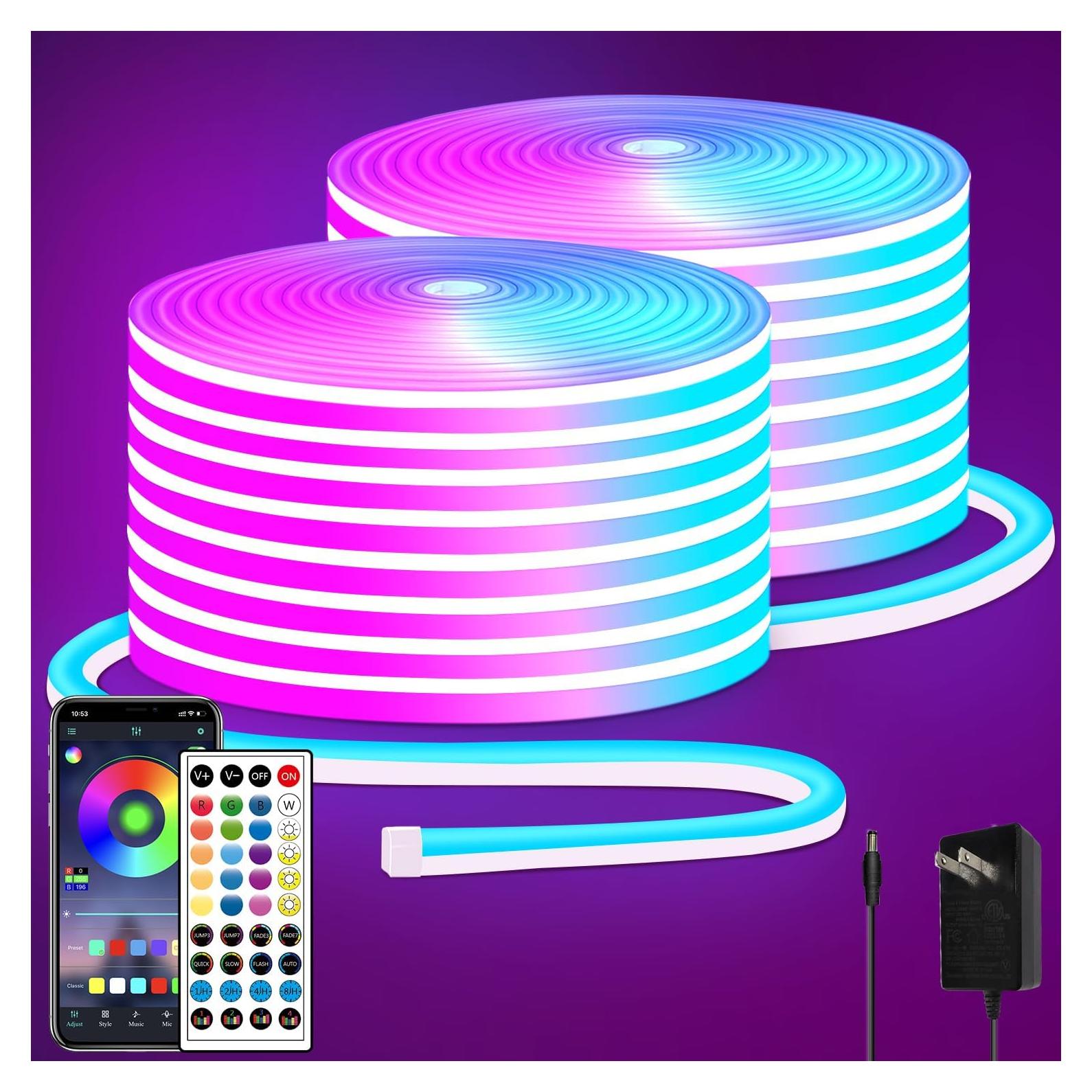 Tira LED Neón 100FT Segrass RGB con Control Remoto IP65