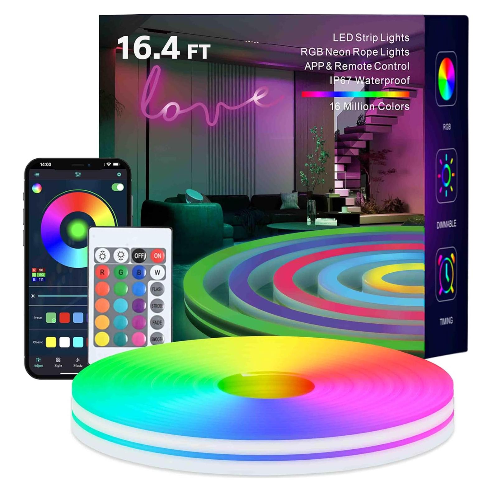 Tira LED RGB 5m TFZBA con Control Remoto y Sincronización de Música