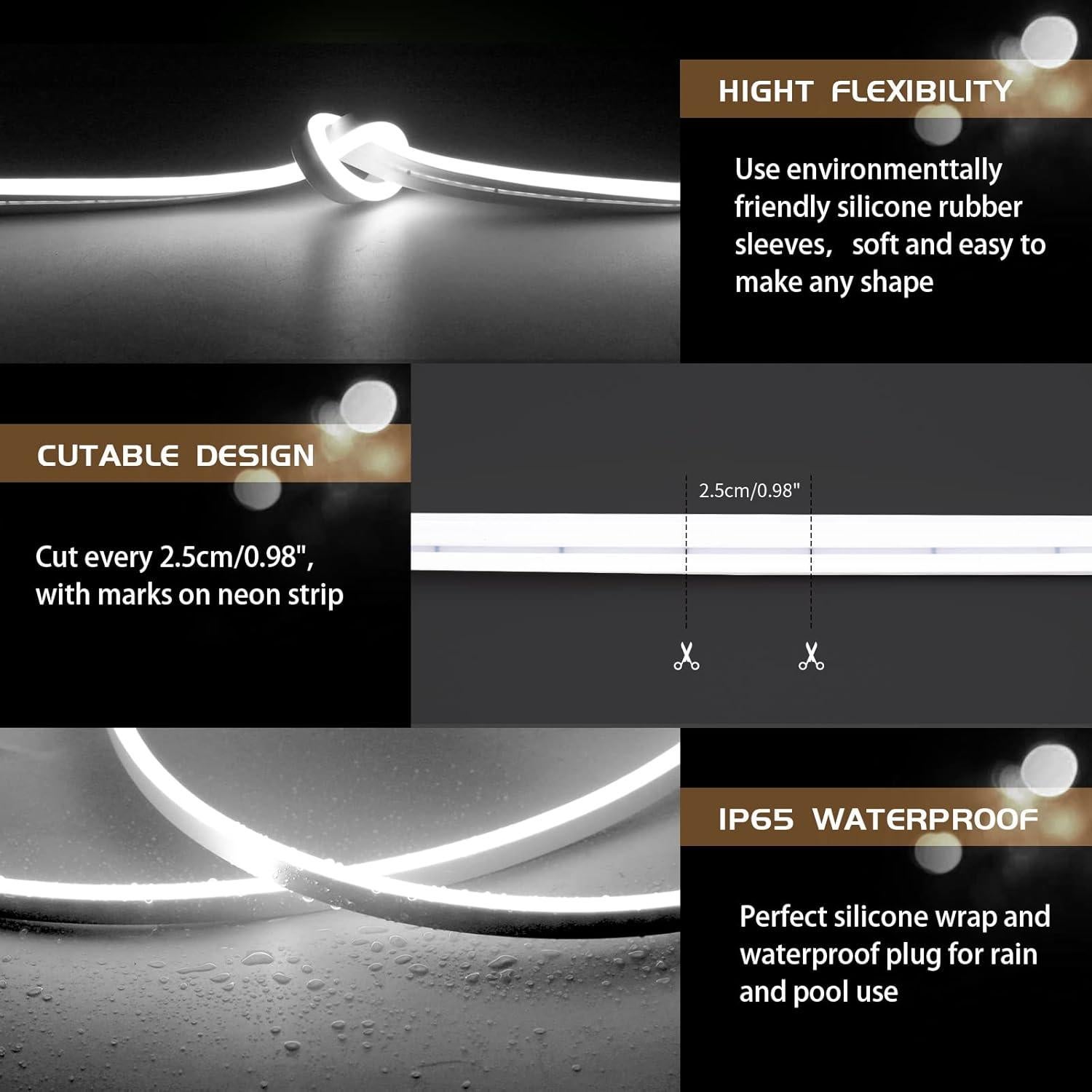 Tira de Luz LED Neón Blanca 5m 6500K Impermeable OWOFYDR