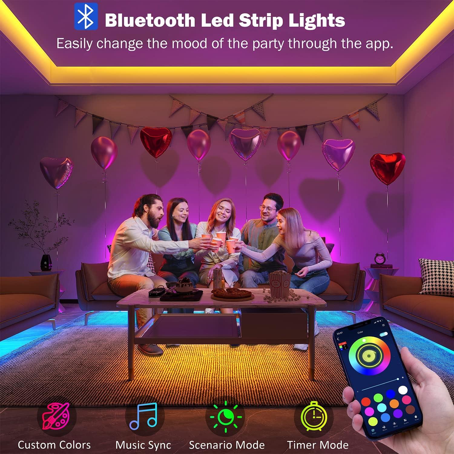 Tiras LED RGB 30.48 m Leeleberd con Control Remoto y APP