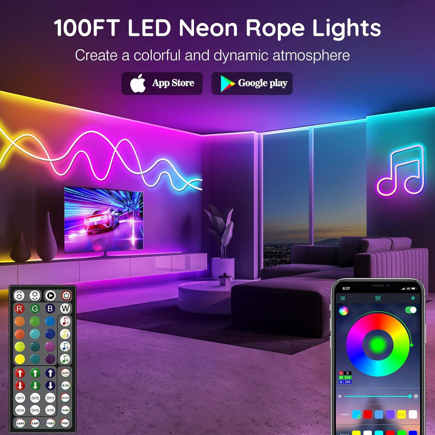 Tira de Luz LED Neón 30m LETIANPAI RGB Control Remoto IP65