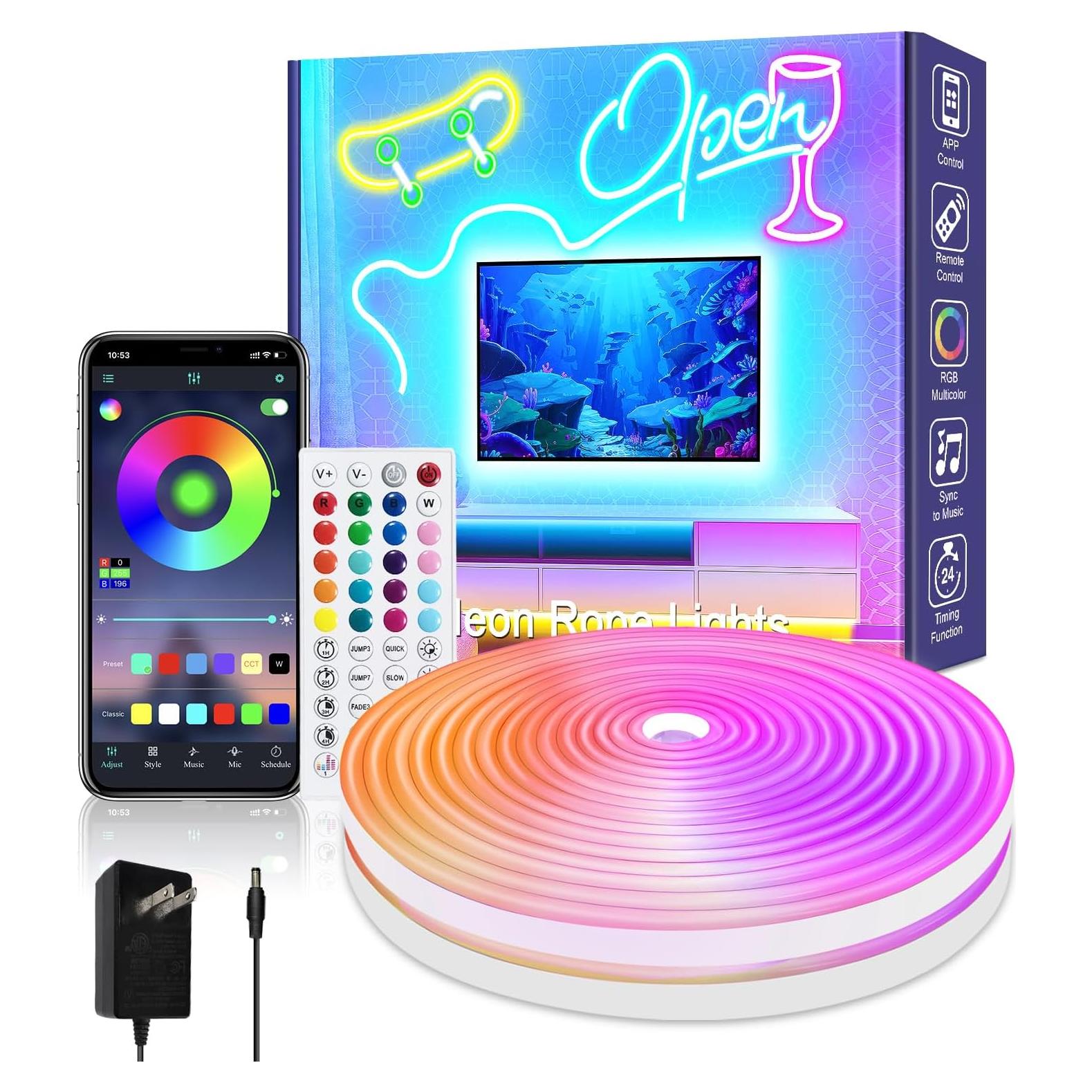 Luces de Cuerda LED Neón 9.98m Vimeepro RGB IP65 Control Remoto